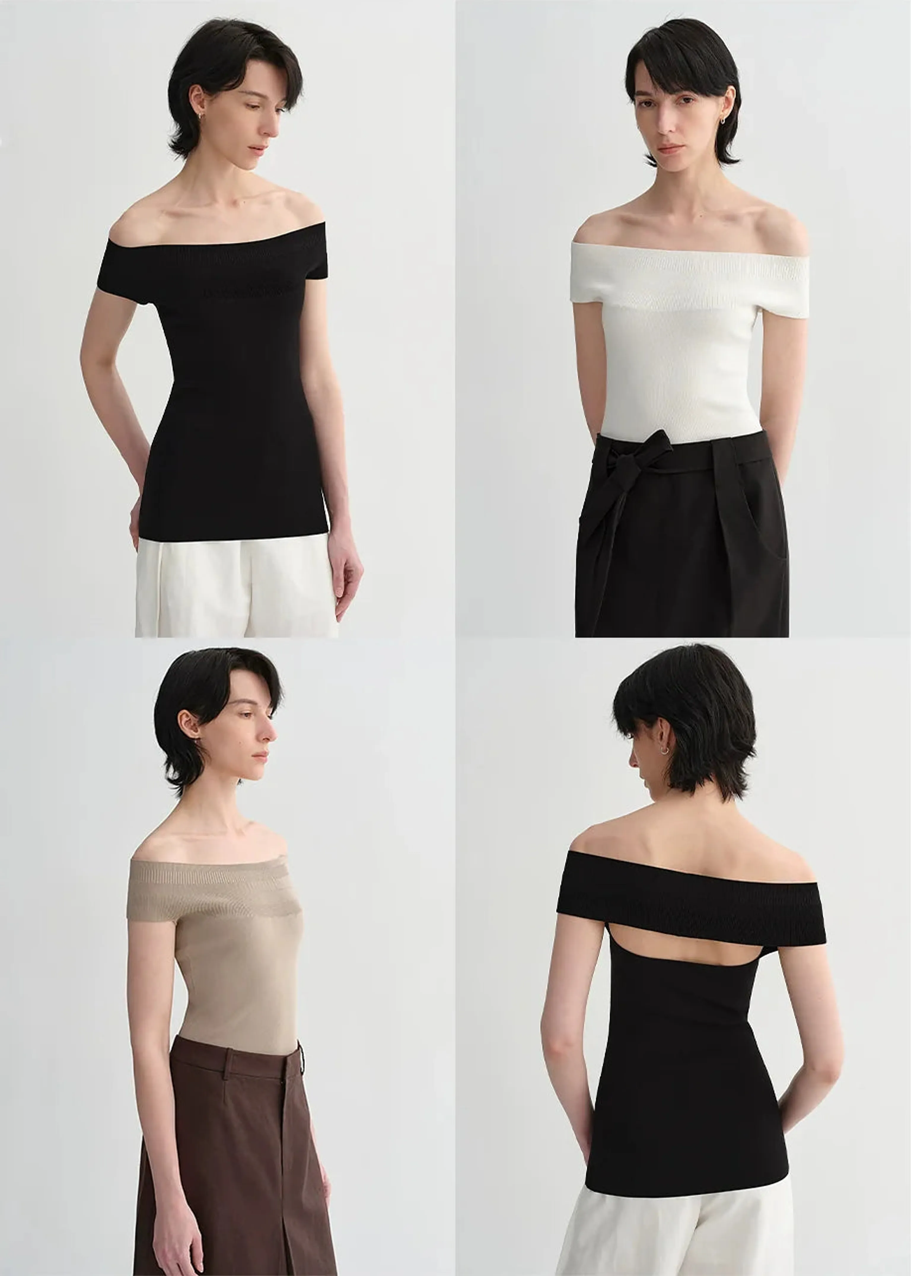Off-Shoulder Ribbed Knit Top