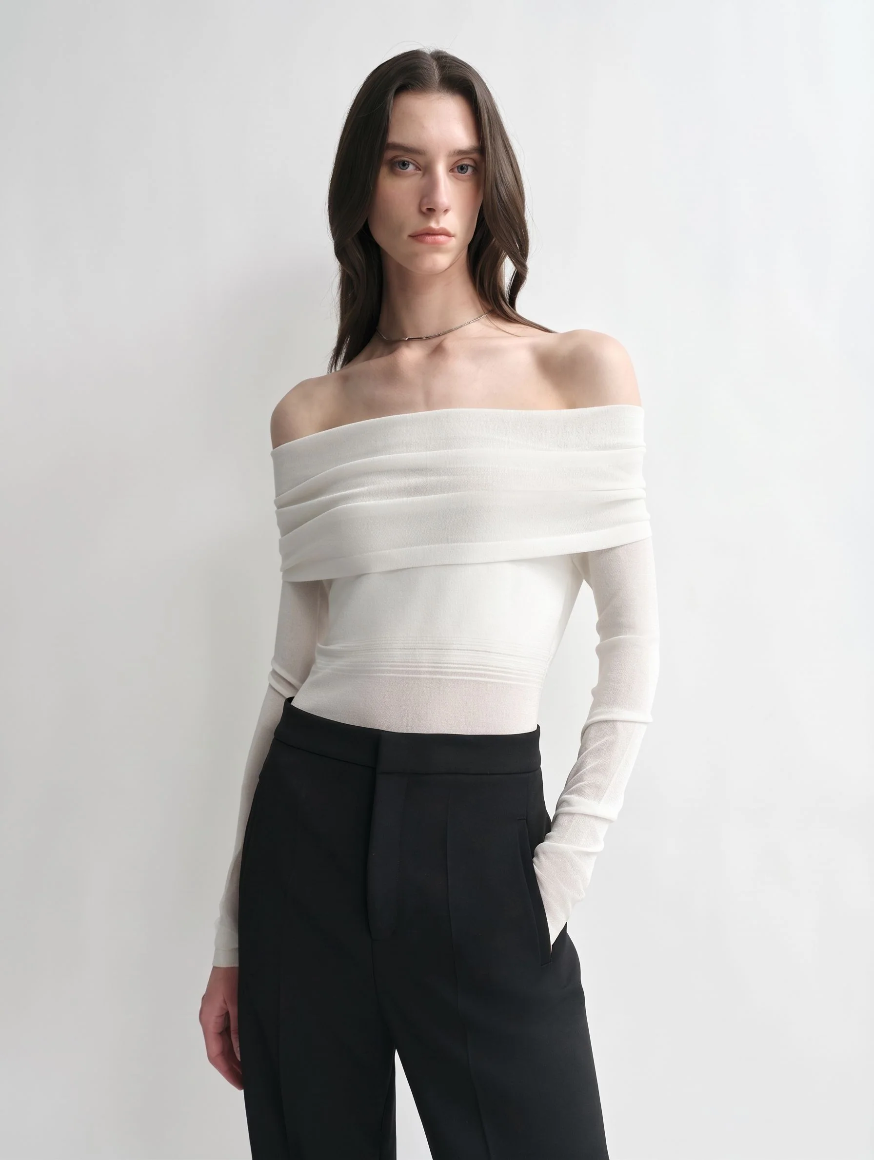 Off-Shoulder Sheer Top