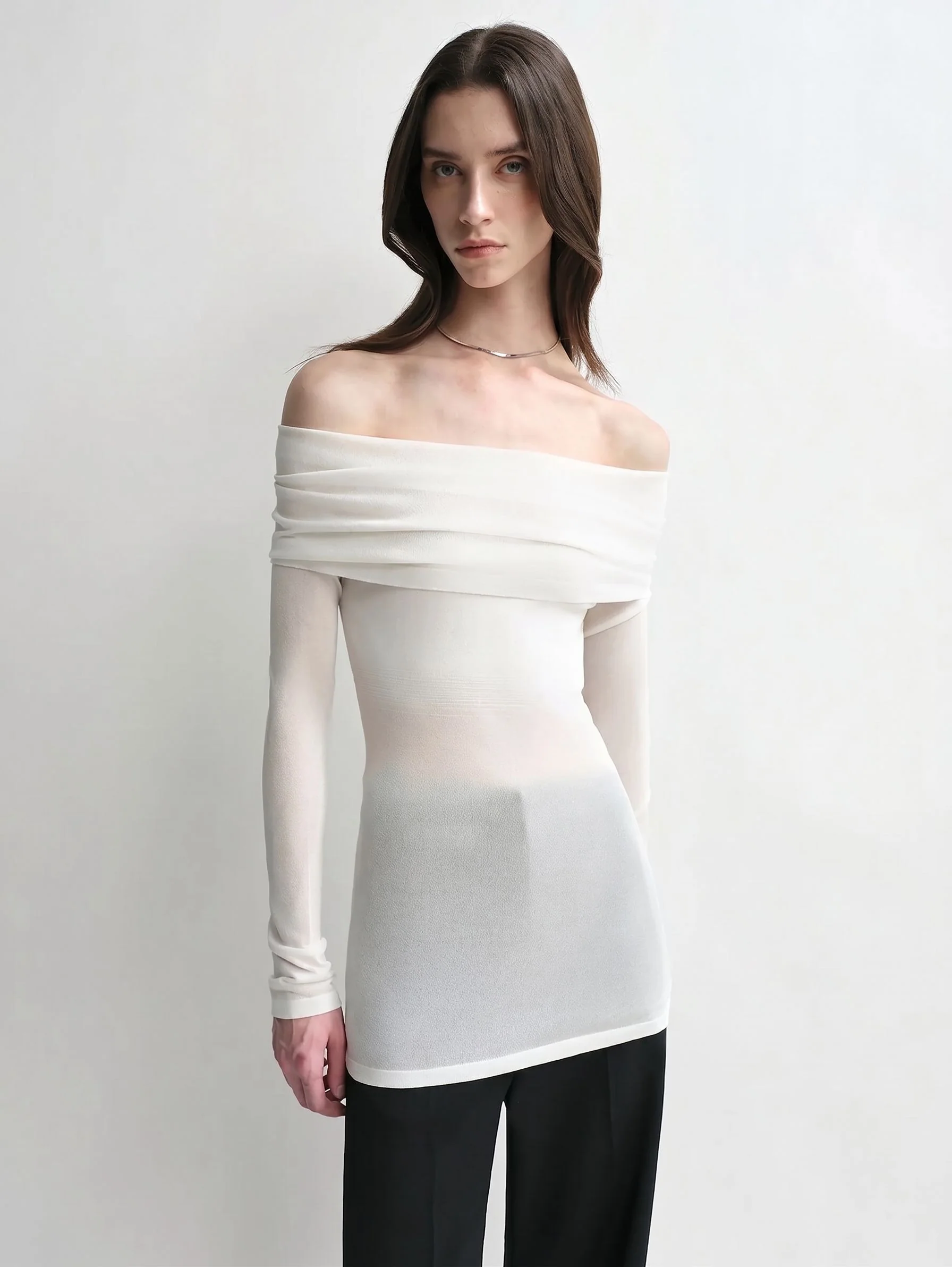 Off-Shoulder Sheer Top - Image 4