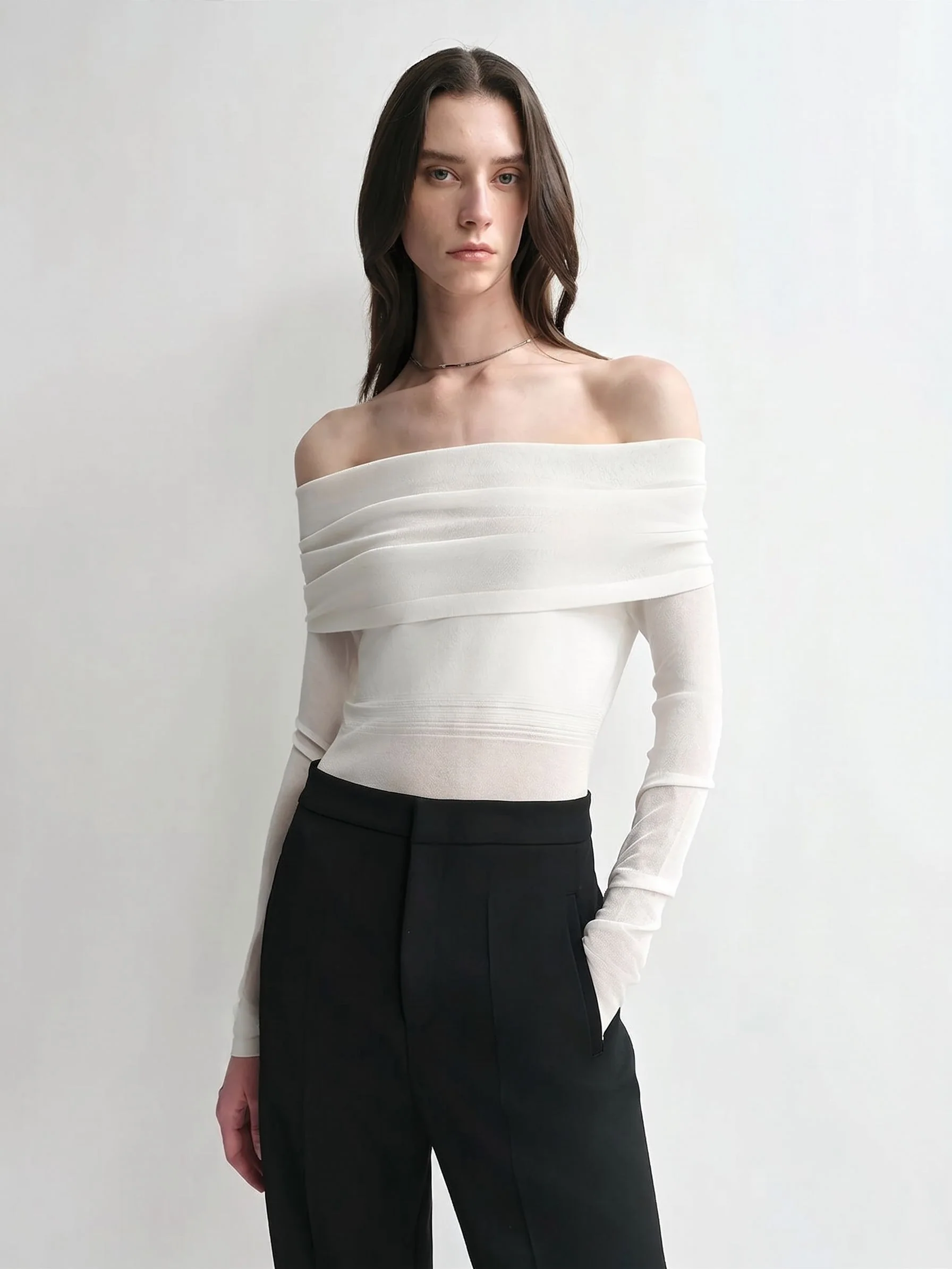 Off-Shoulder Sheer Top - Image 6