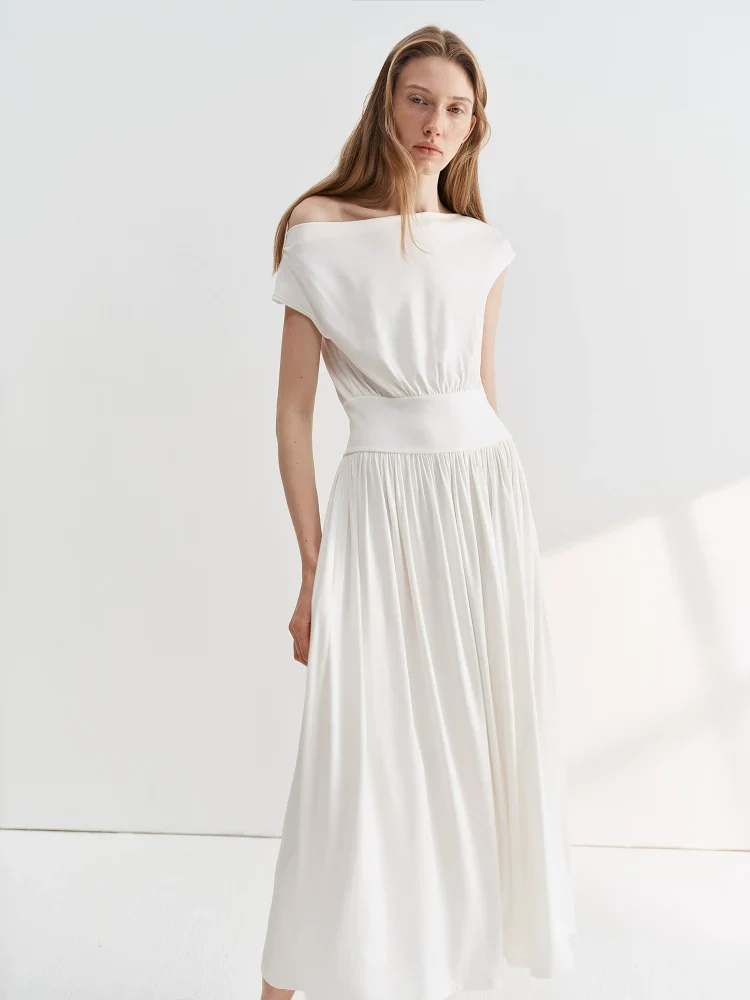 Off-Shoulder White Maxi Dress