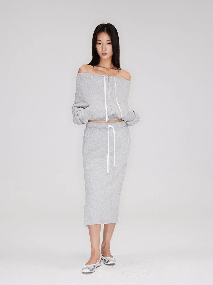 Off-Shoulder Zip Set