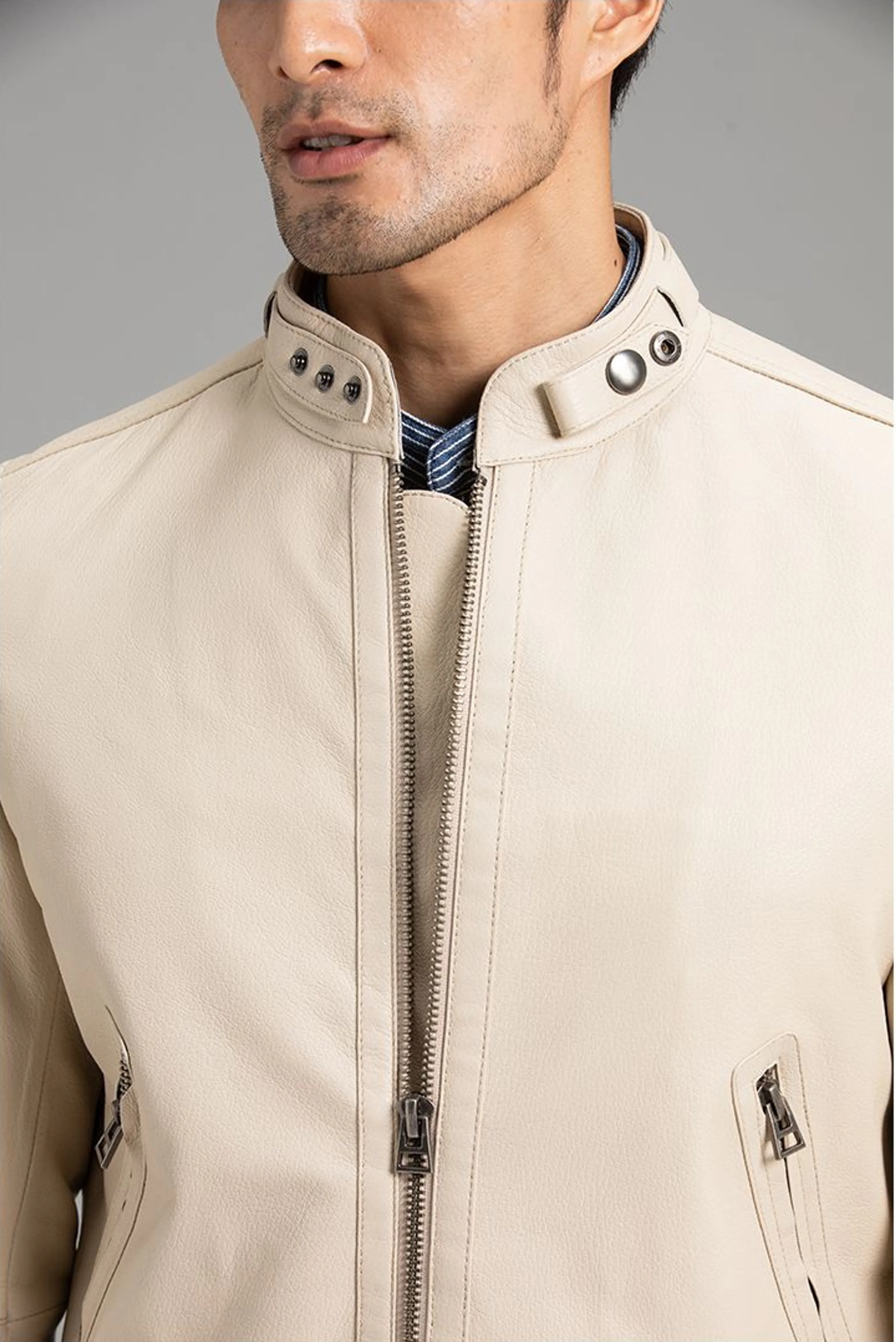 Off-White Goatskin Stand-Collar Jacket - Image 4