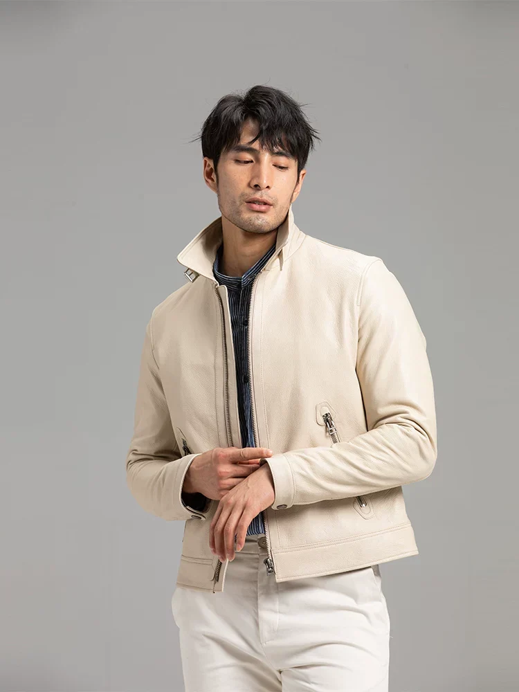 Off-White Lambskin Zip Jacket - Image 5
