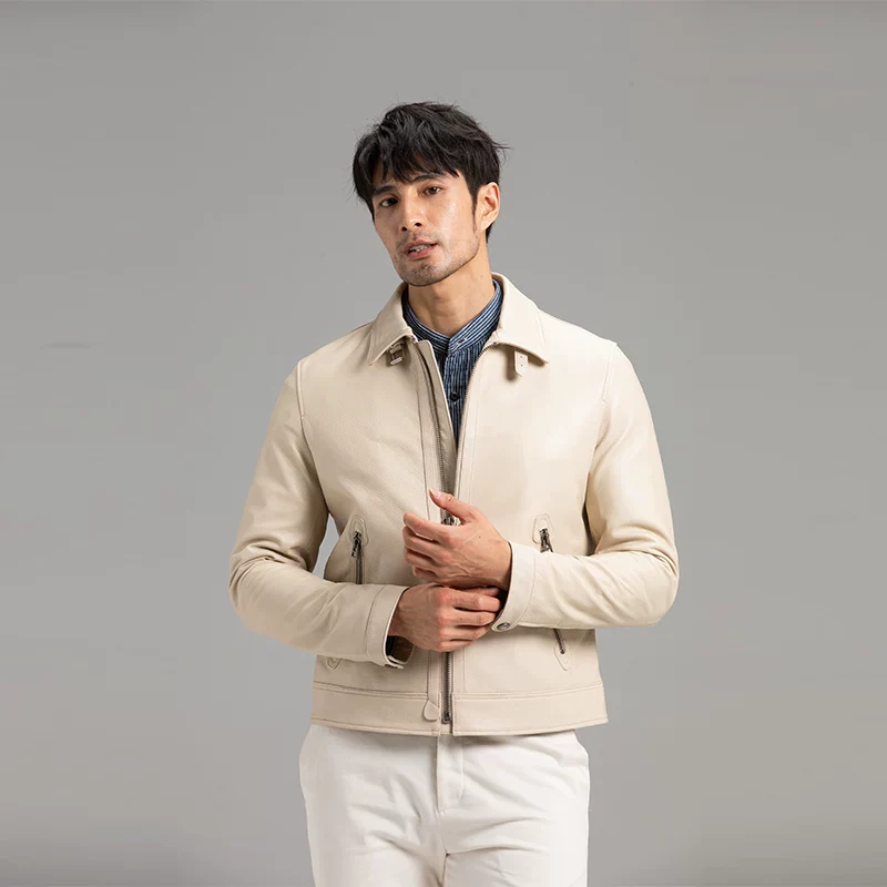 Off-White Lambskin Zip Jacket - Image 6