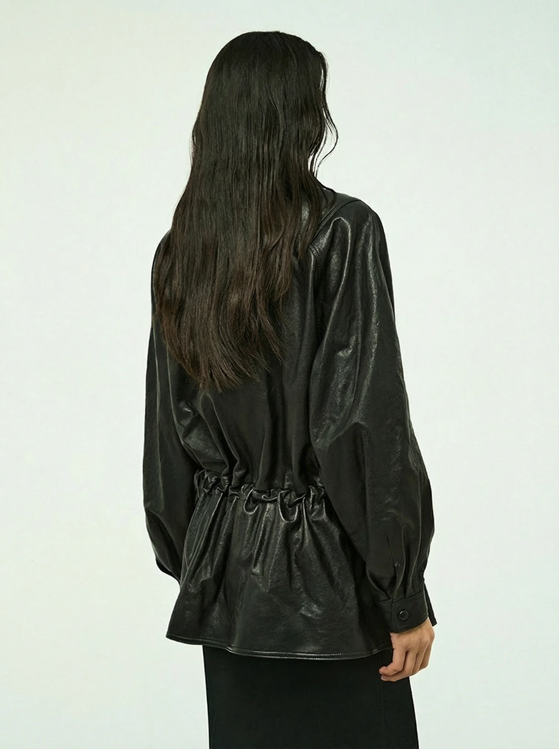 Oil-Waxed Lambskin Double-Collar Coat - Image 4