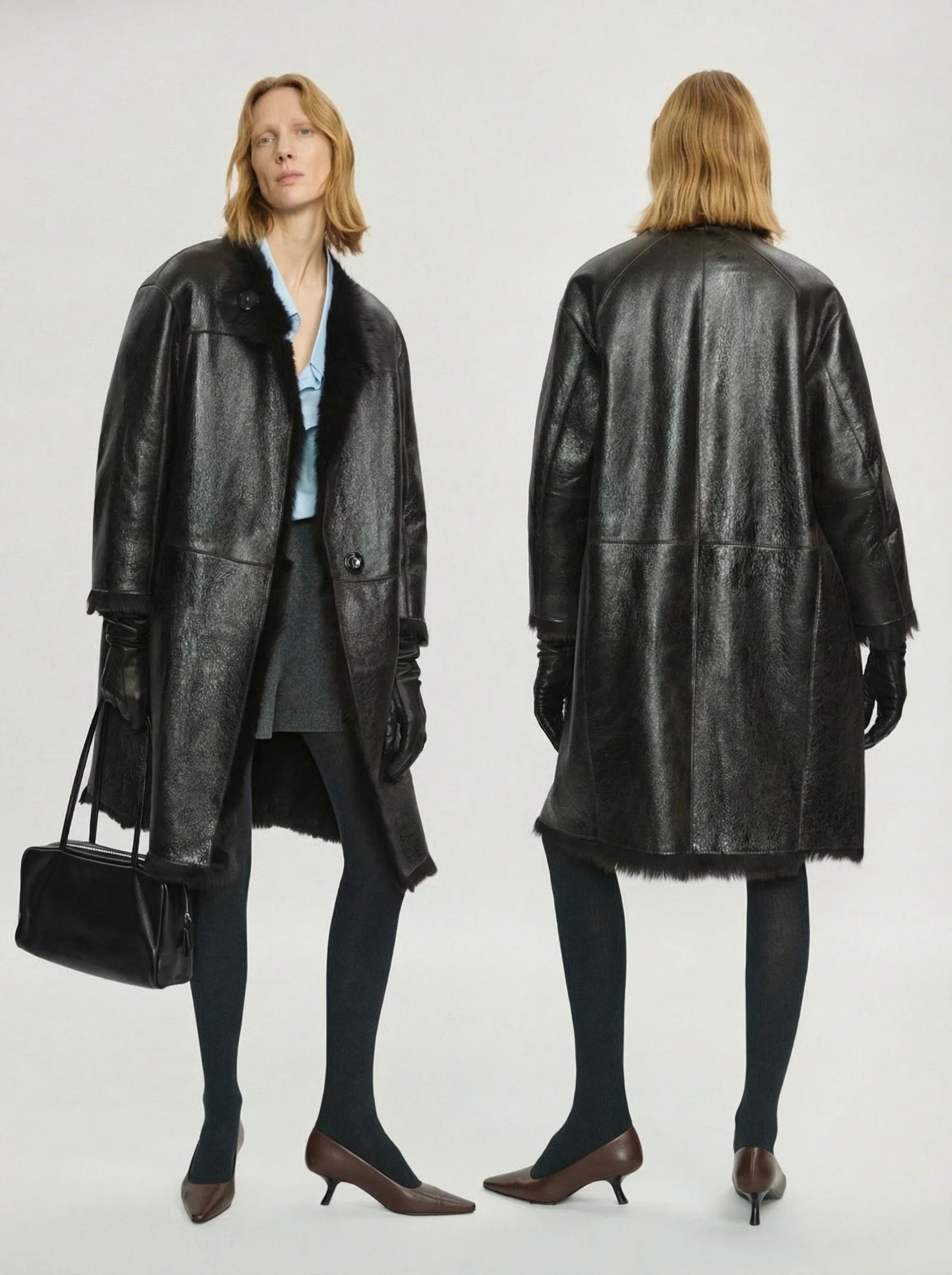 Oil-Waxed Shearling Coat - Image 3