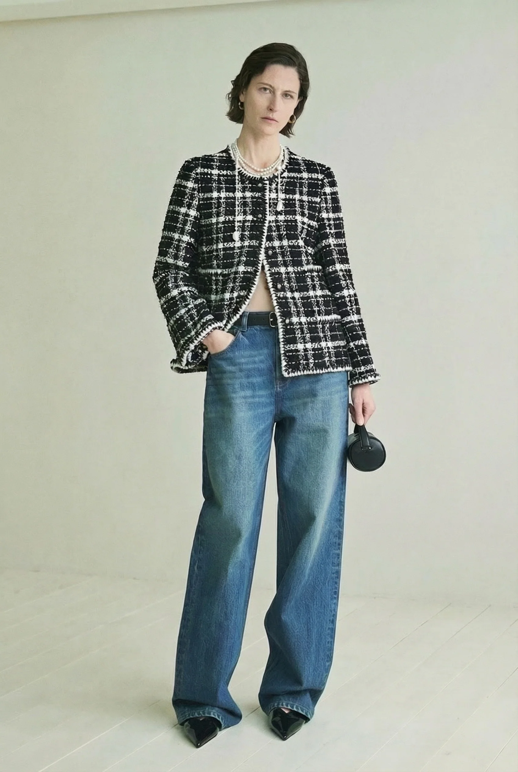Okayama Washed Denim Cropped Jacket & Wide-Leg Jeans Set - Image 4