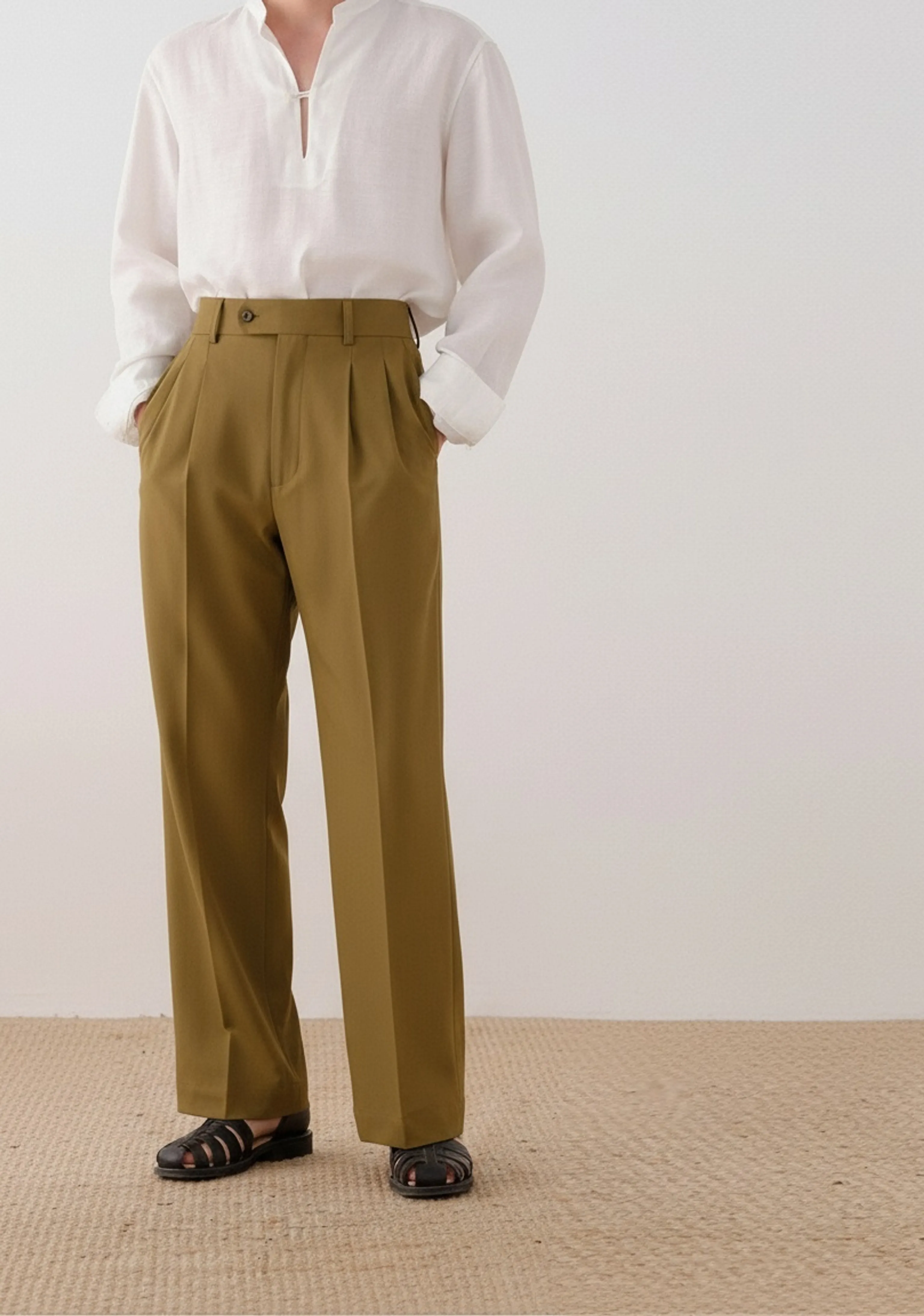 Olive Bamboo Double-Breasted Suit - Image 5