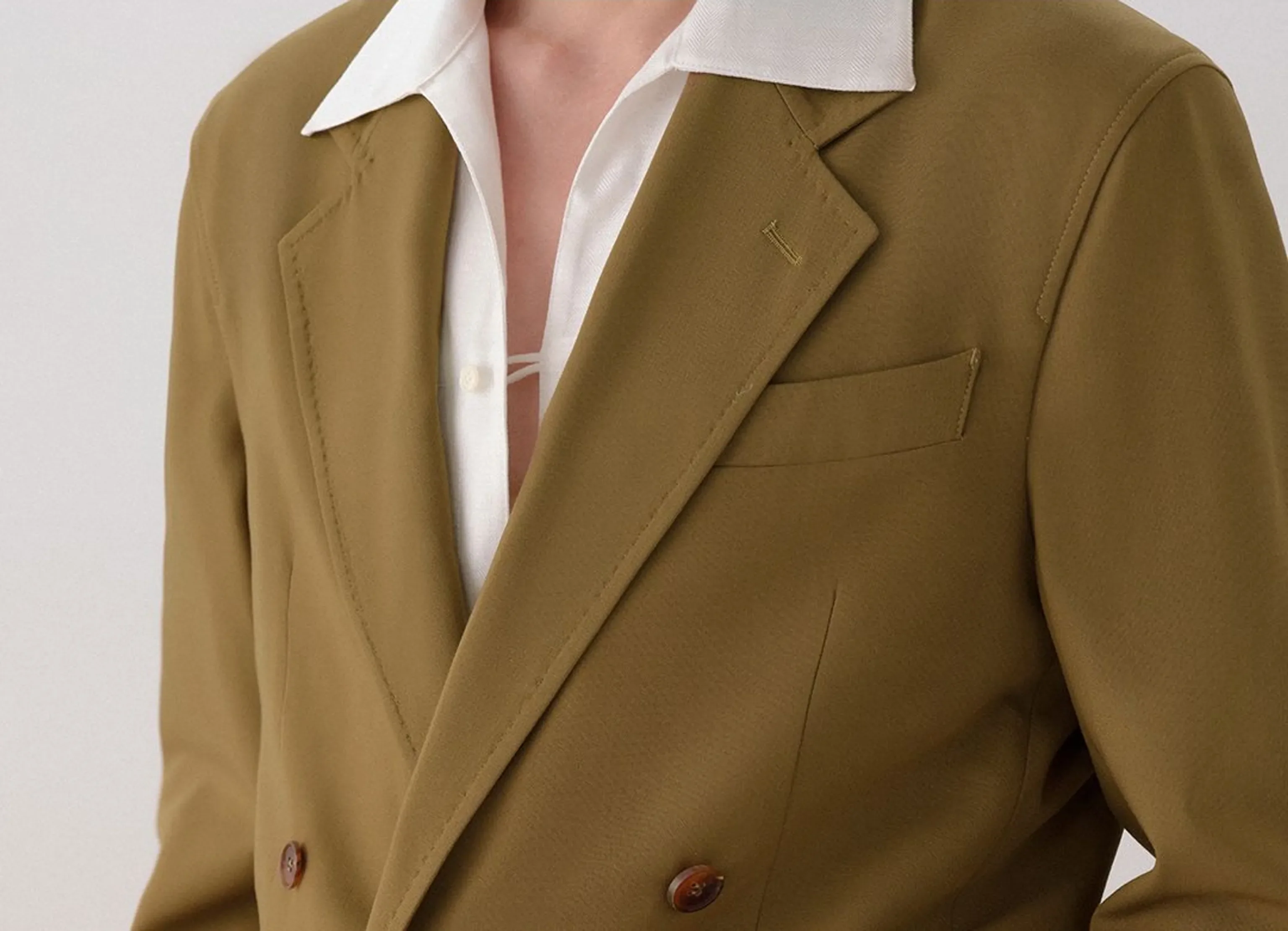 Olive Bamboo Double-Breasted Suit - Image 7