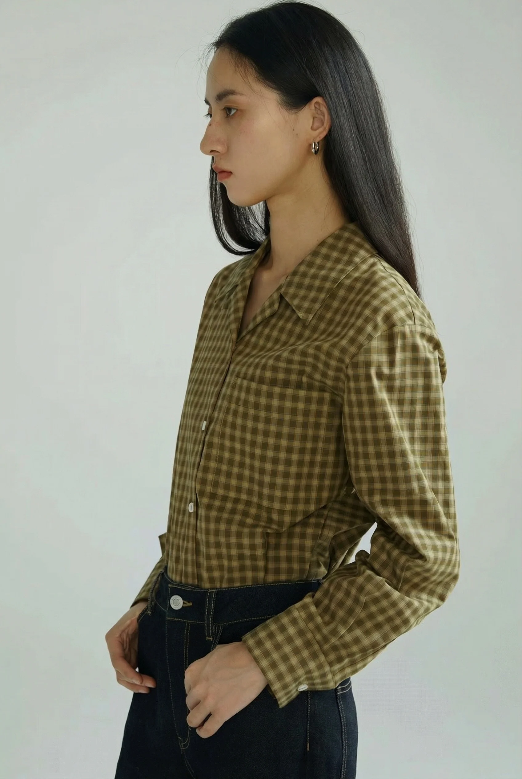 Olive Check Shirt - Image 4