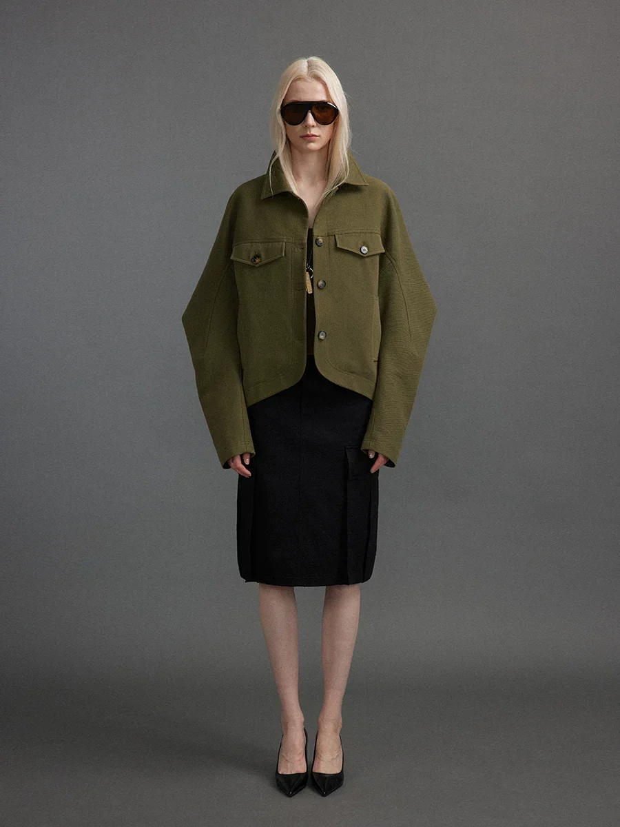 Olive Cropped Shacket