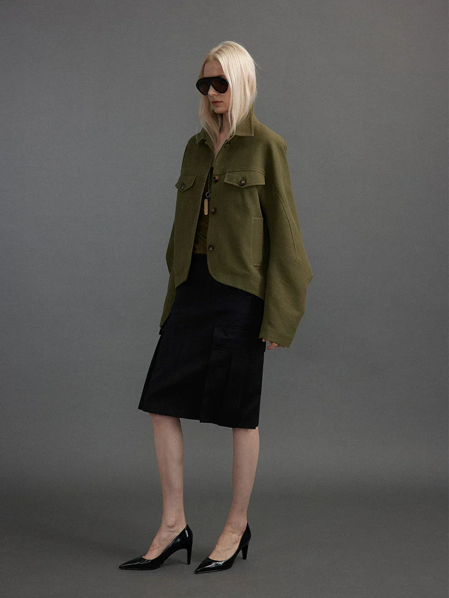 Olive Cropped Shacket - Image 3