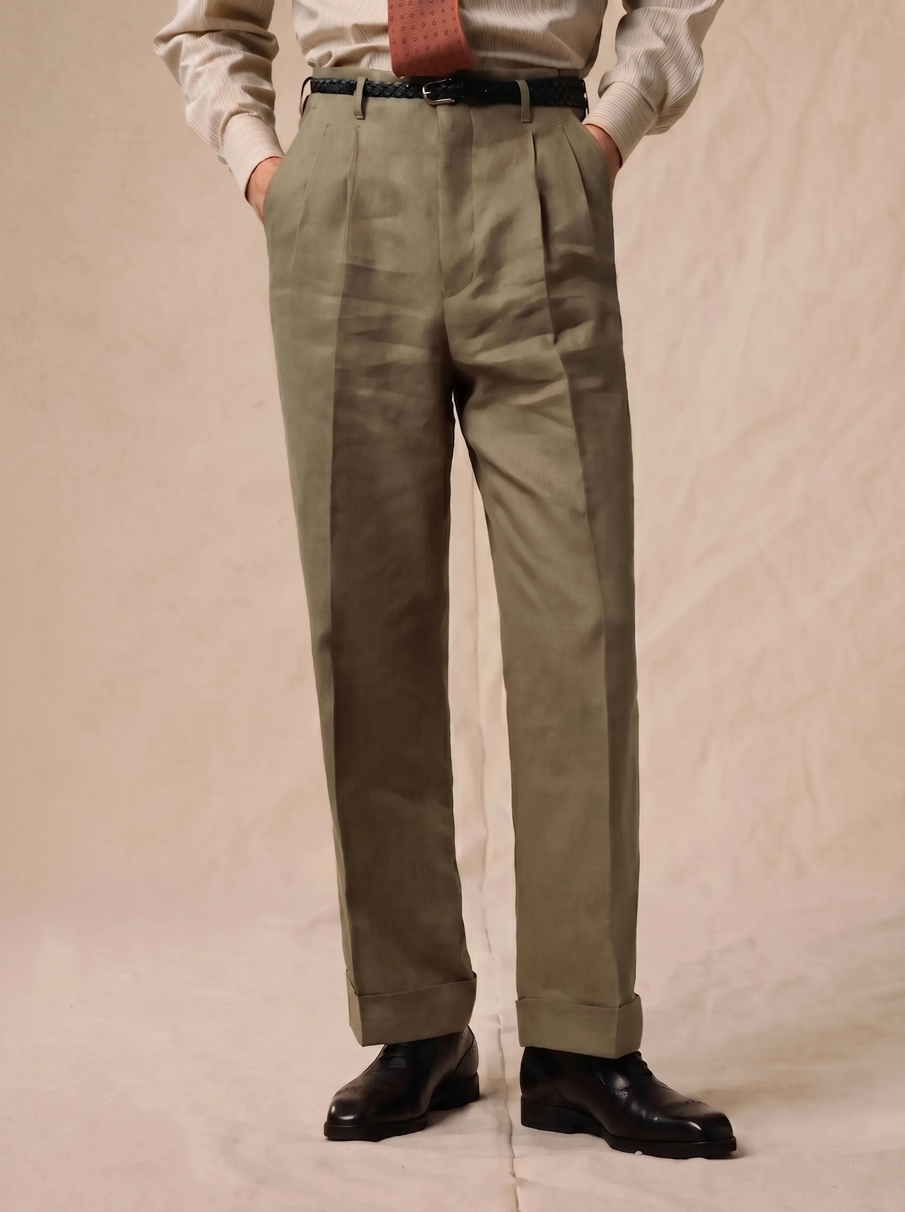 Olive Linen Trousers