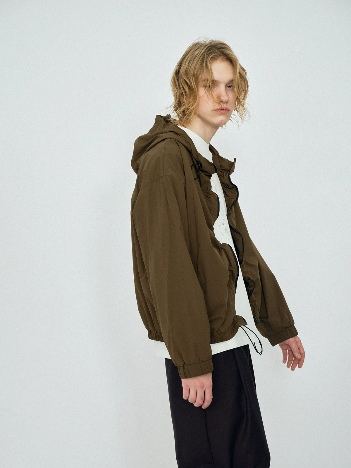 Olive Nylon Hooded Jacket - Image 2