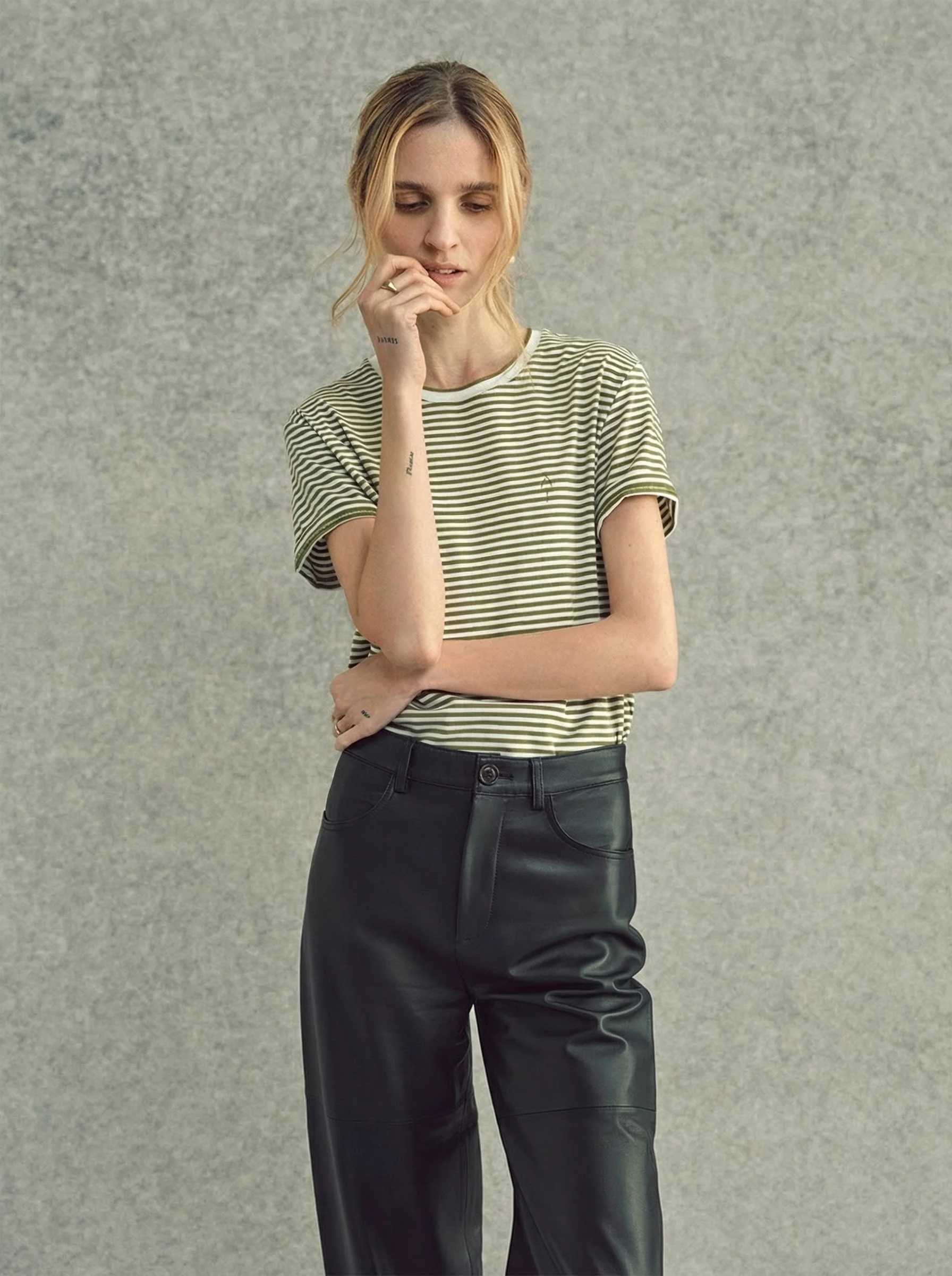 Olive Stripe Tee - Image 3