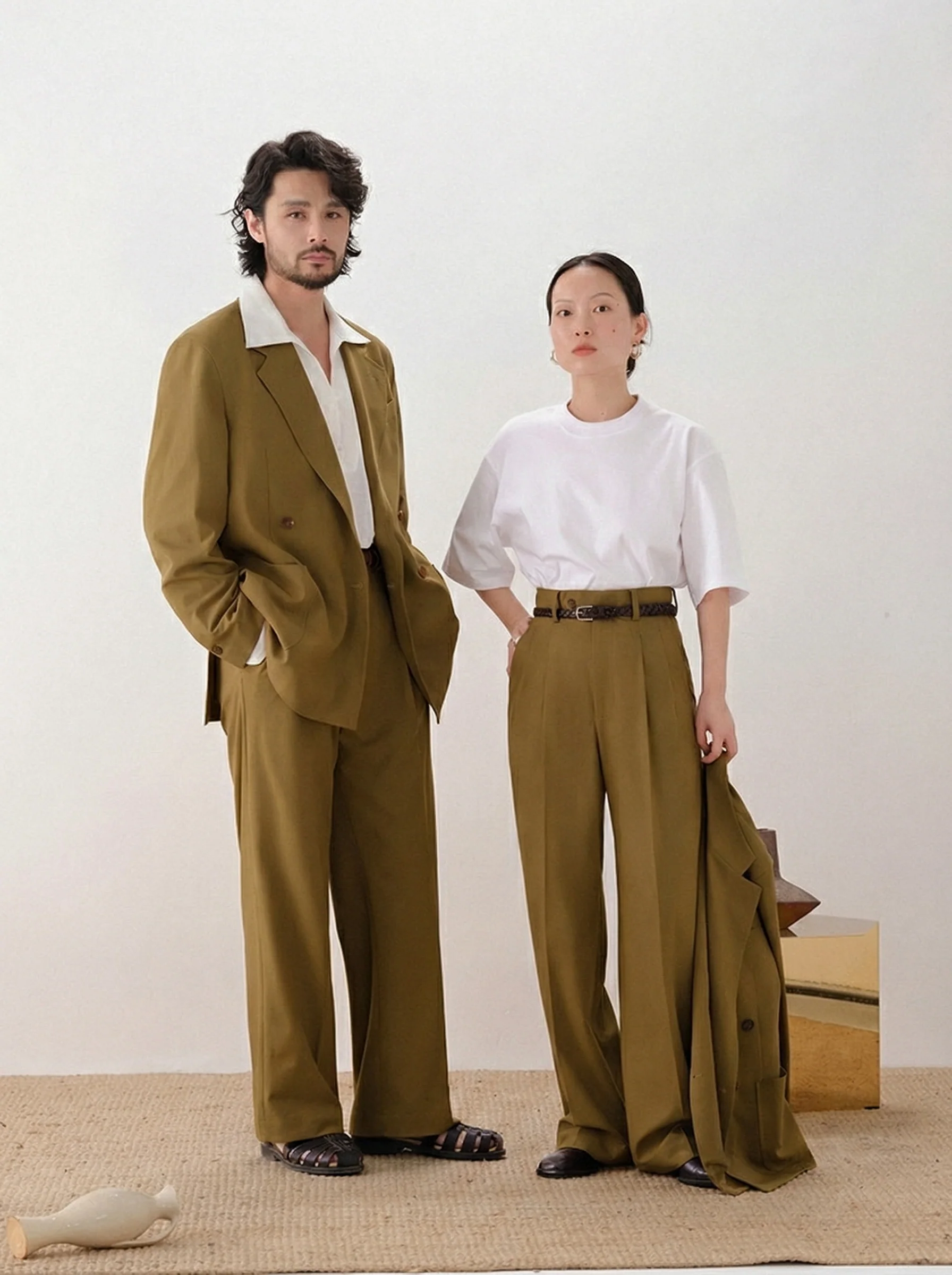 Olive Wide-Leg Trousers - Image 2