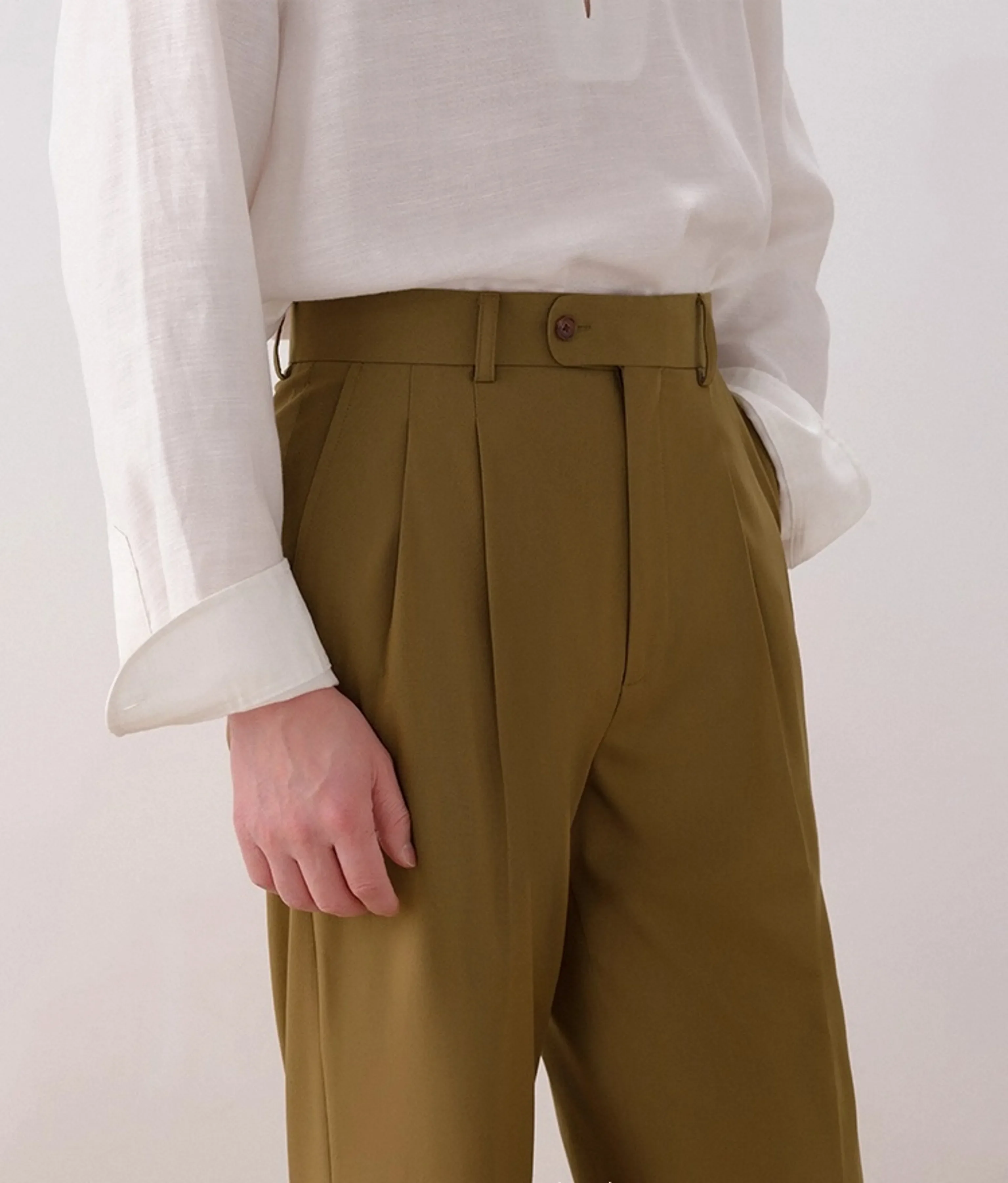 Olive Wide-Leg Trousers - Image 4
