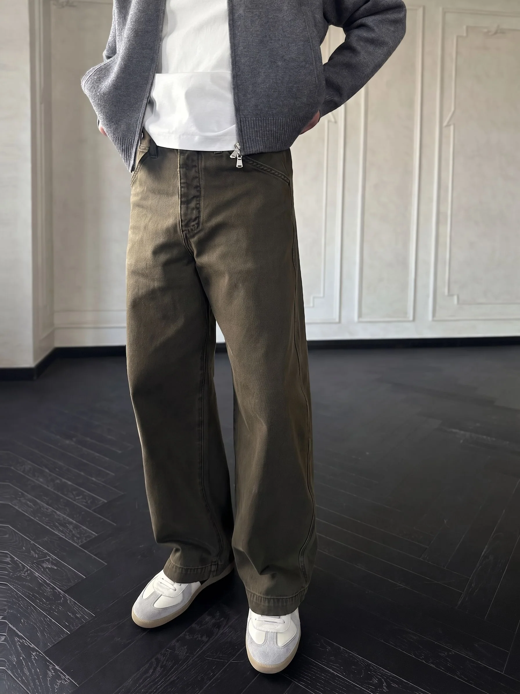 Olive Wide-Leg Trousers