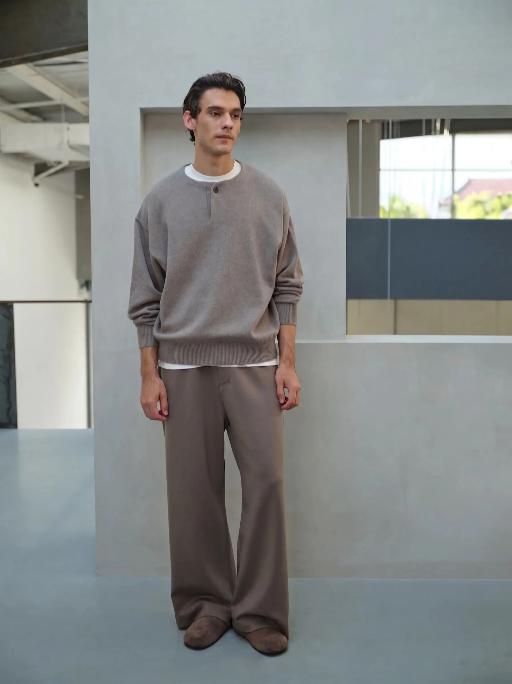 One-Button Henley Sweater - Image 3