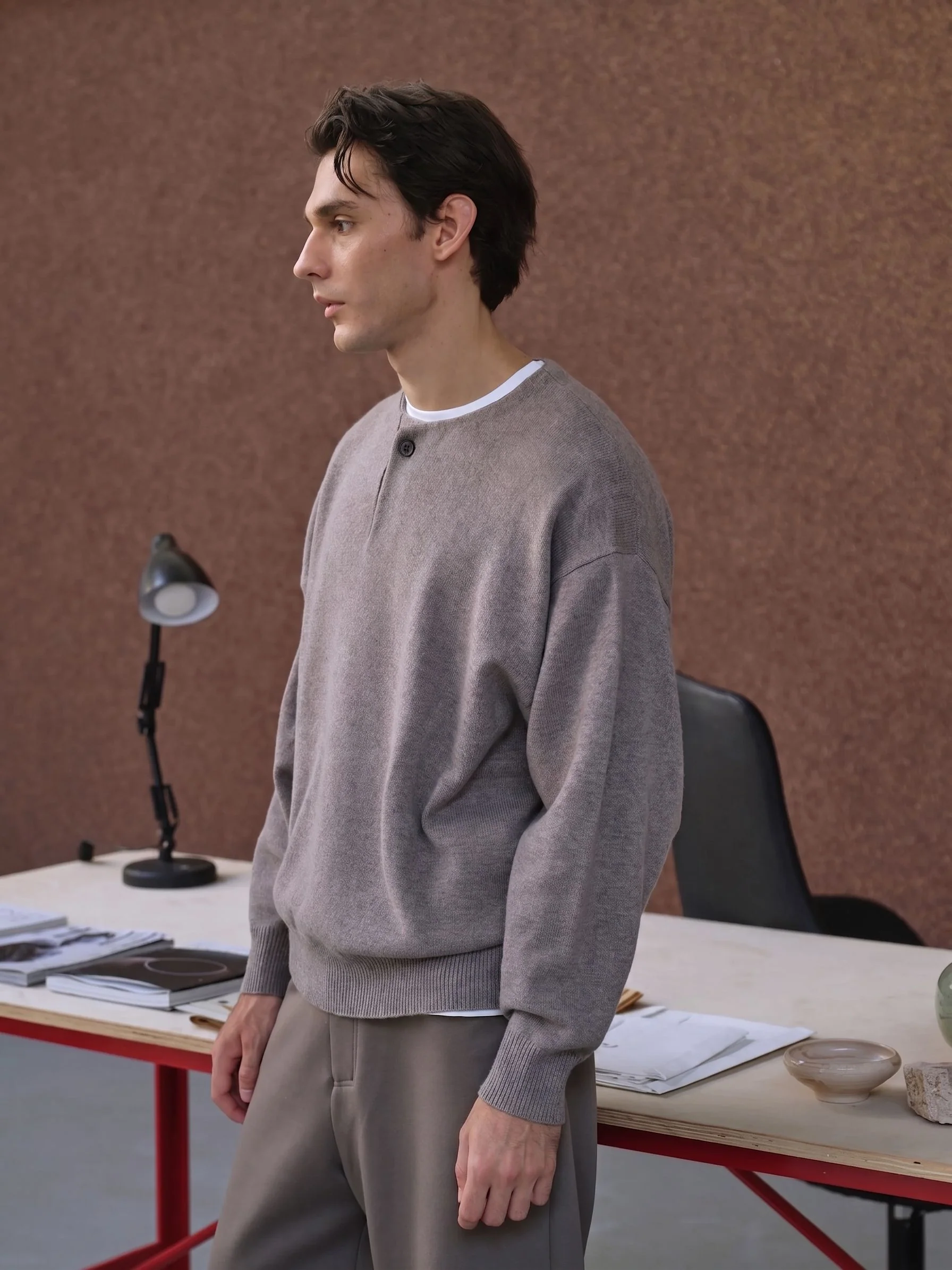 One-Button Henley Sweater - Image 4