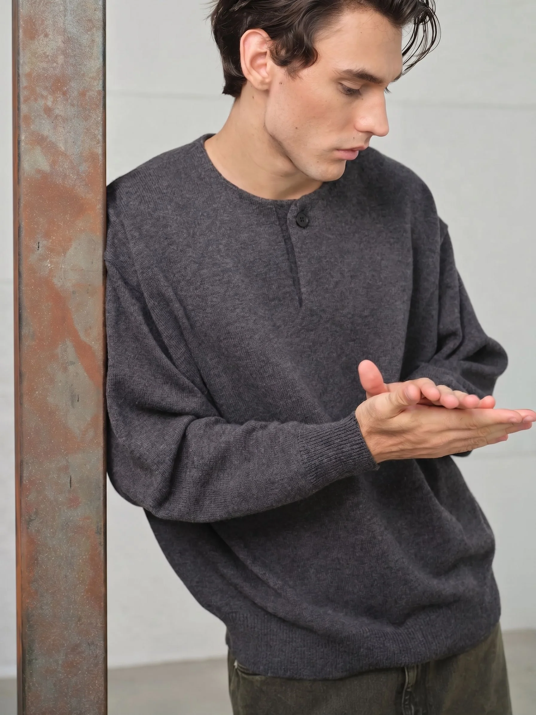 One-Button Henley Sweater - Image 5