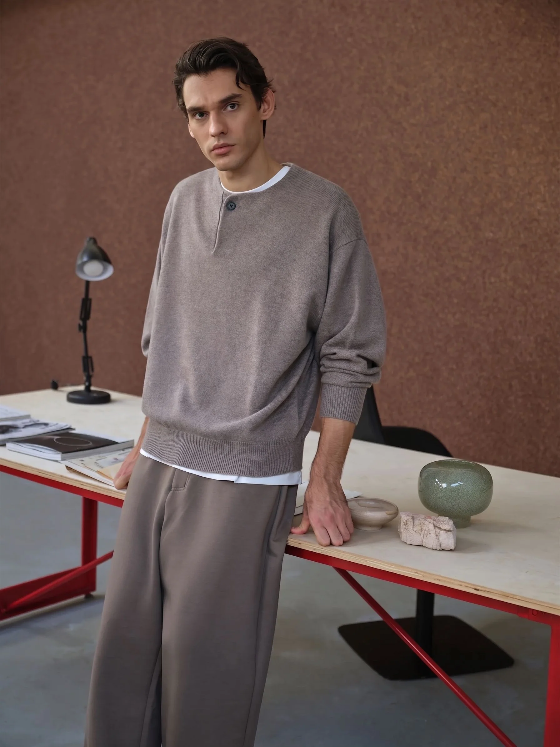 One-Button Henley Sweater - Image 6