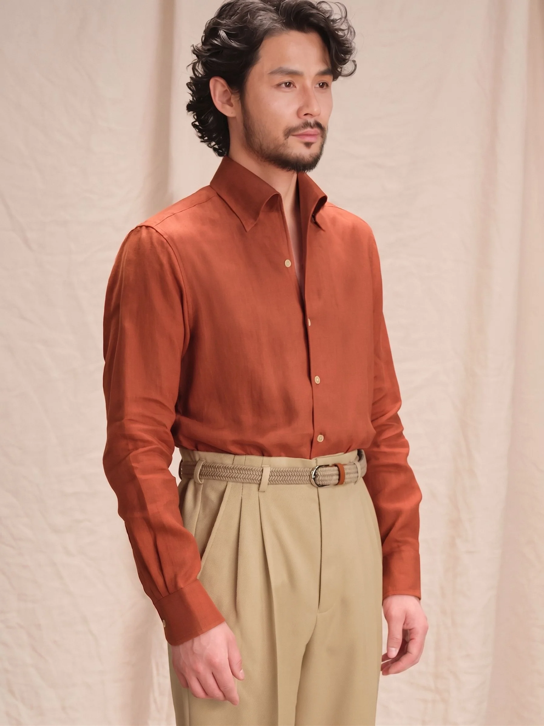 One-Piece Collar Linen Shirt - Image 5