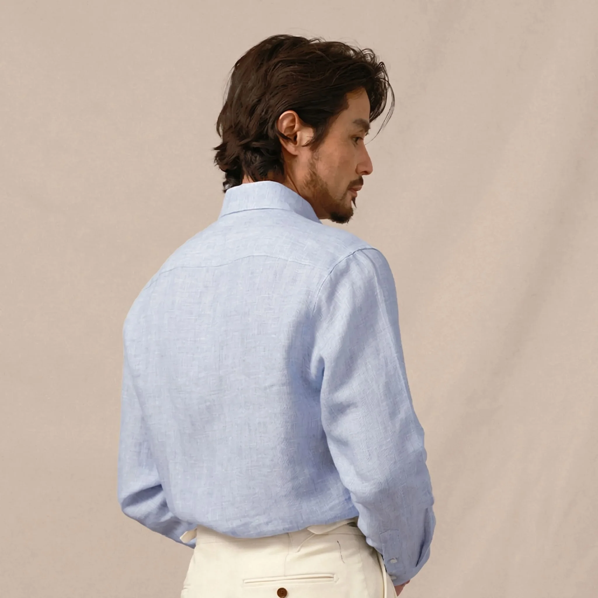 One-Piece Collar Linen Shirt - Image 2