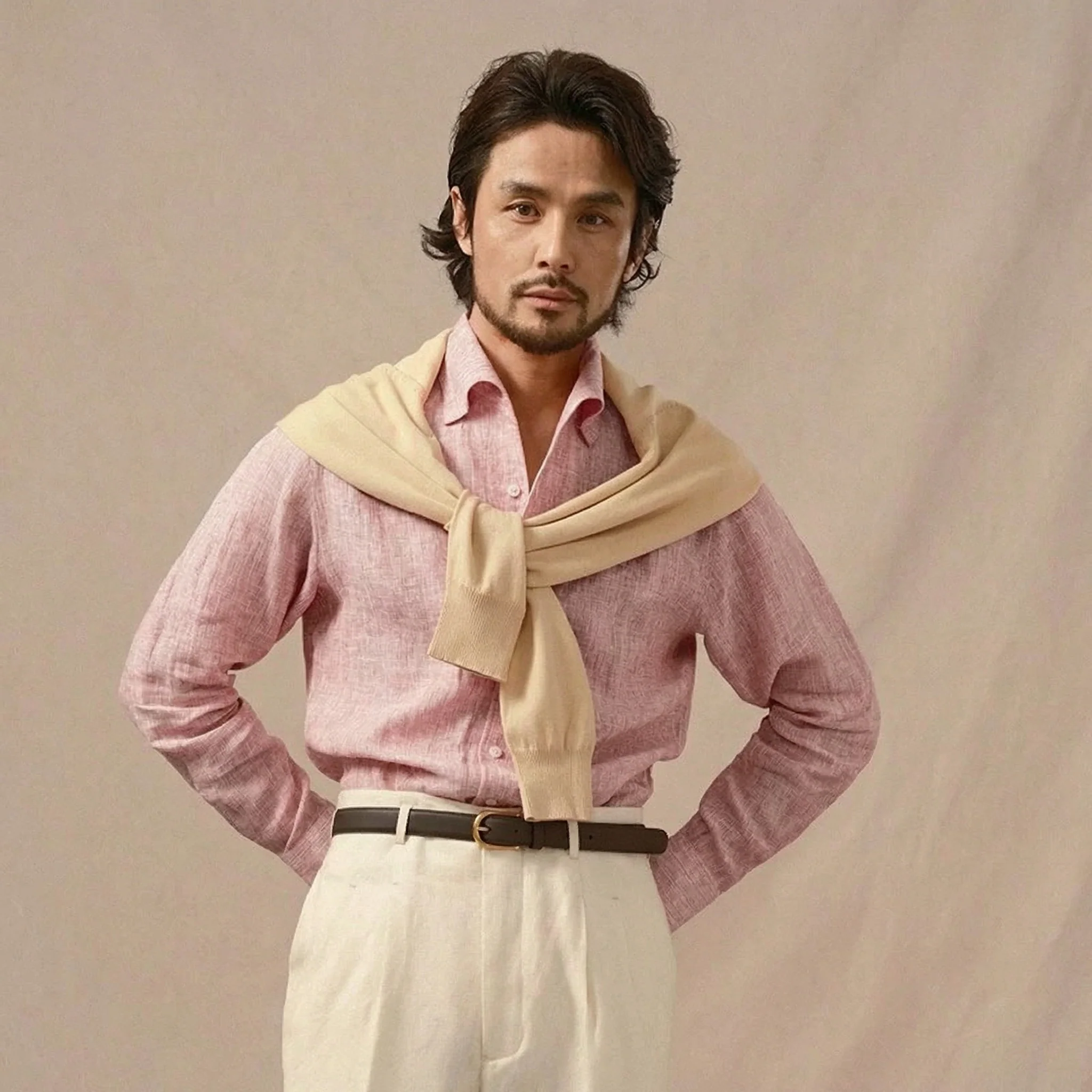 One-Piece Collar Linen Shirt - Image 3