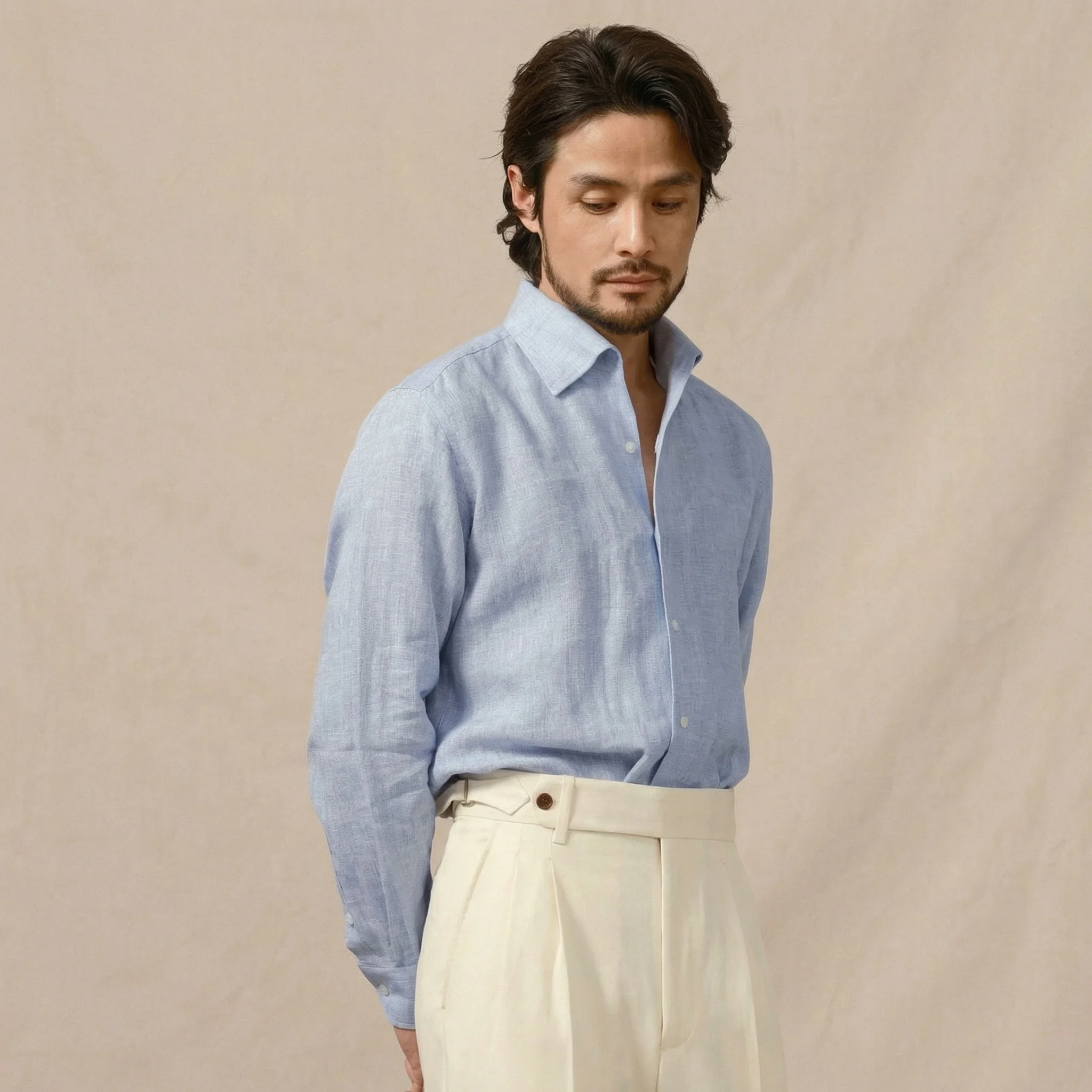 One-Piece Collar Linen Shirt - Image 4