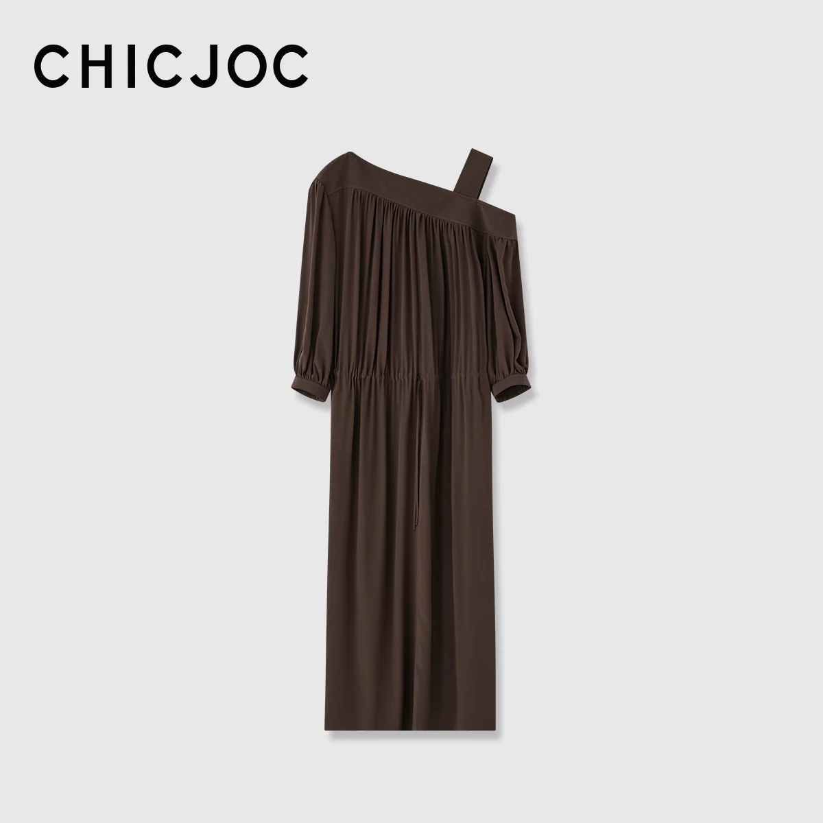 One-Shoulder Double-Crepe Mulberry Silk Dress - Image 10