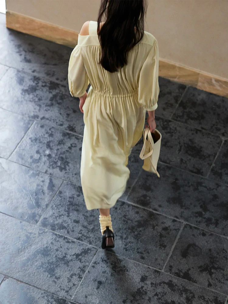 One-Shoulder Double-Crepe Mulberry Silk Dress - Image 2