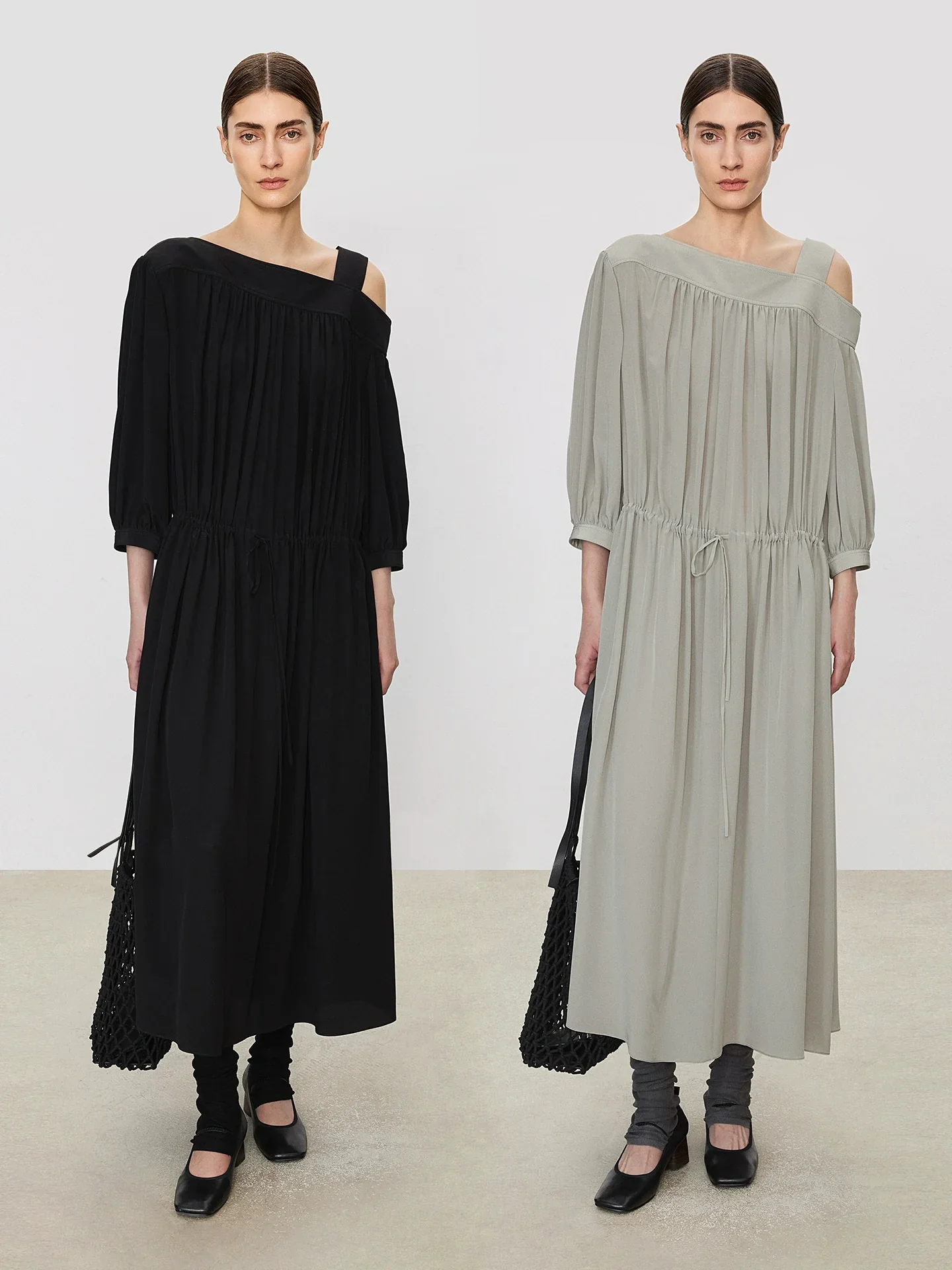 One-Shoulder Double-Crepe Mulberry Silk Dress - Image 3