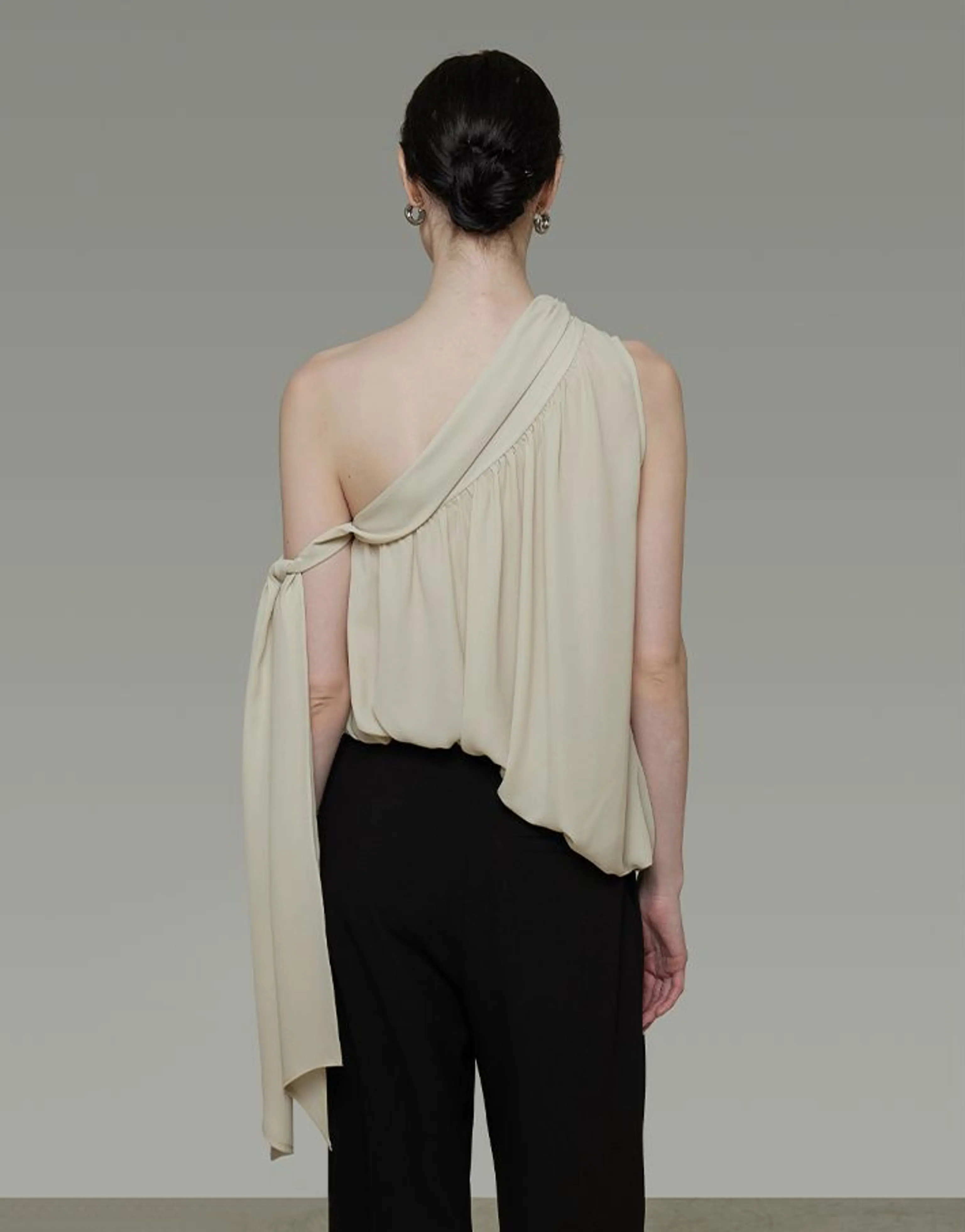 One-Shoulder Draped Tie Top - Image 2