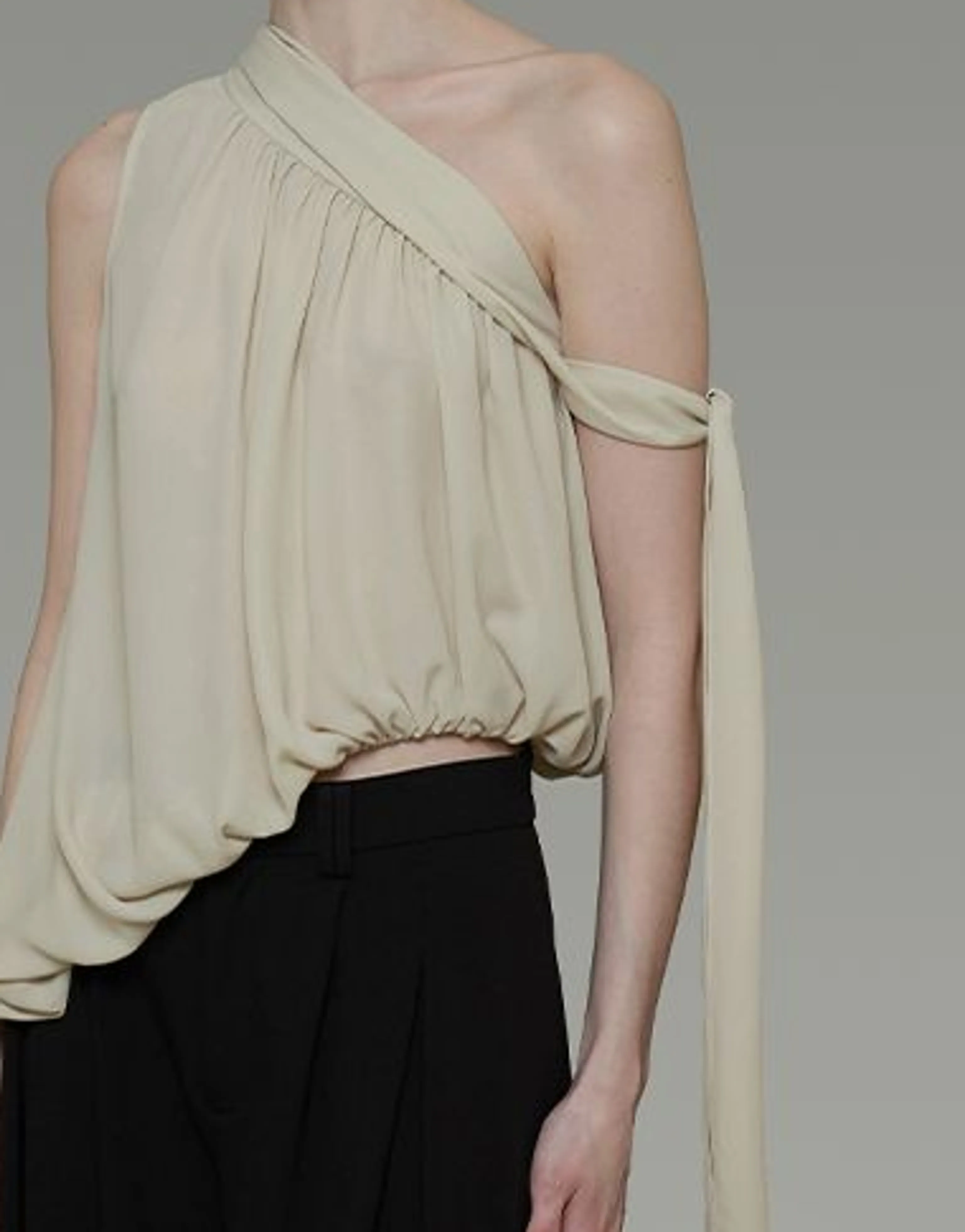 One-Shoulder Draped Tie Top - Image 3