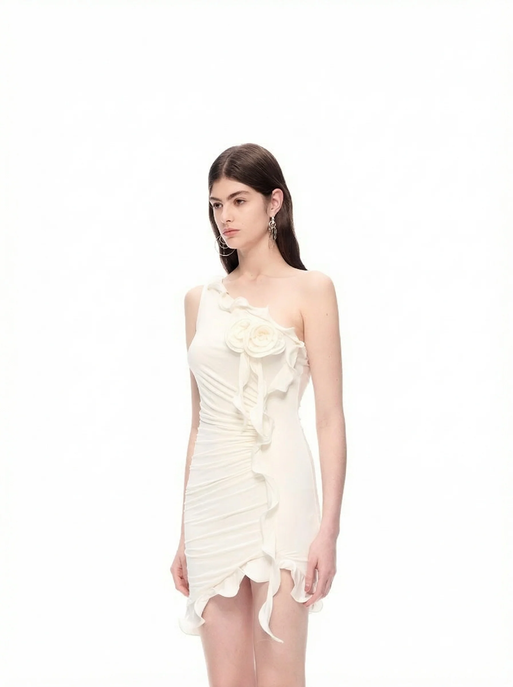 One-Shoulder Rosette Mini Dress - Image 6