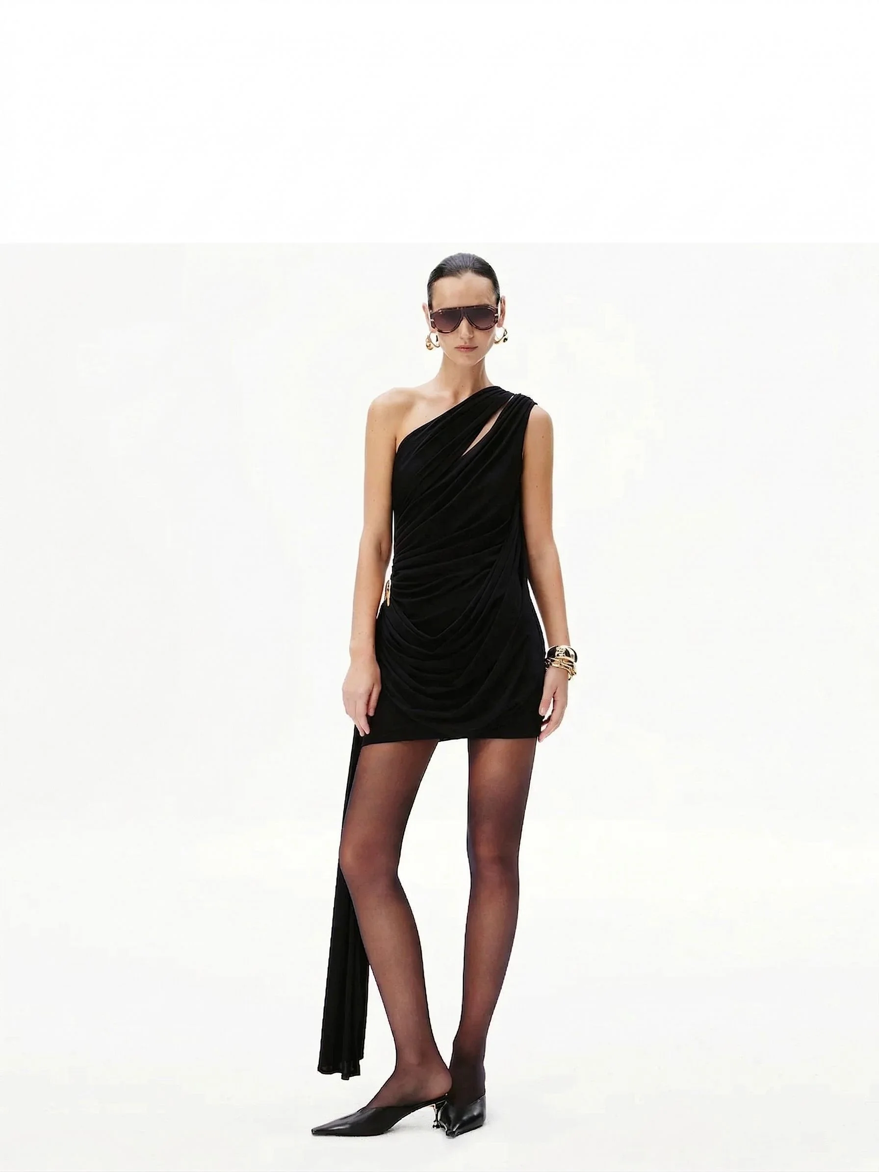 One-Shoulder Ruched Mini Dress