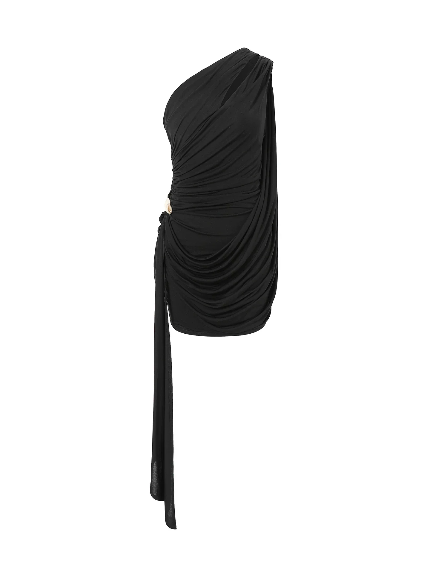One-Shoulder Ruched Mini Dress - Image 5