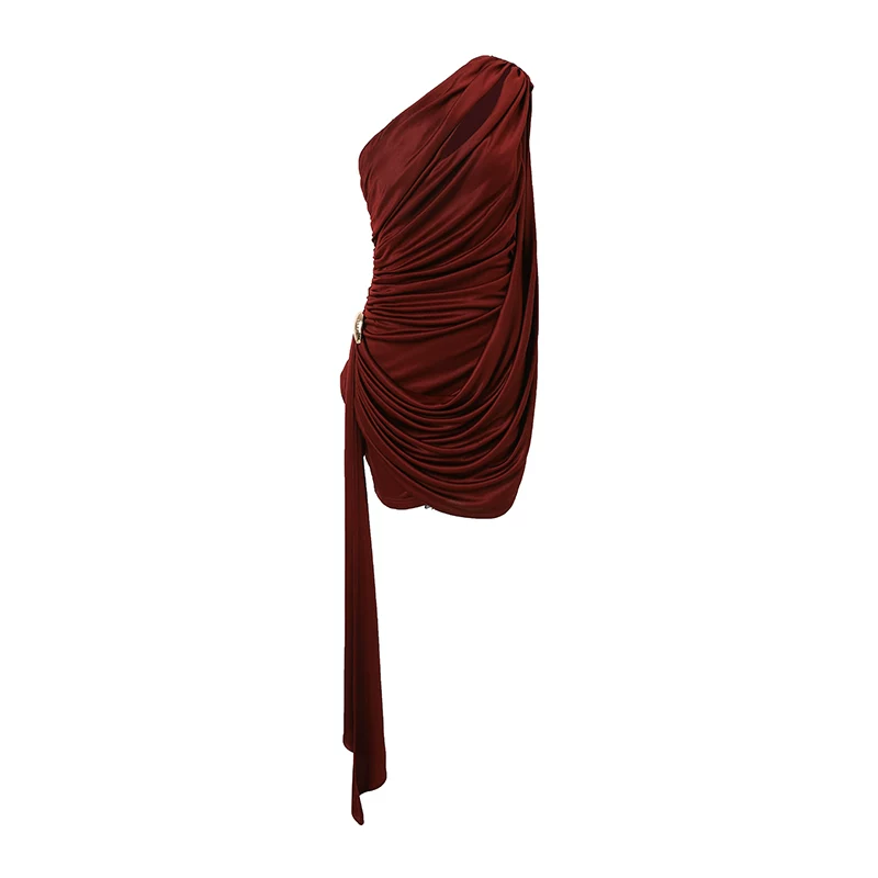 One-Shoulder Ruched Mini Dress - Image 7