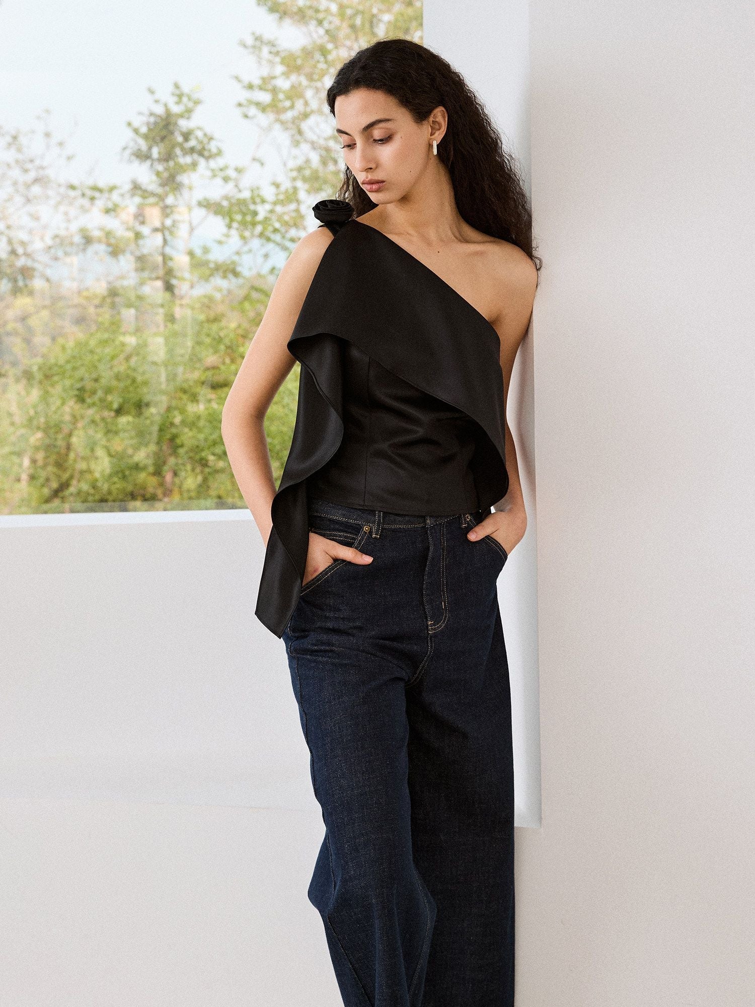 One-Shoulder Ruffle Top - Image 2