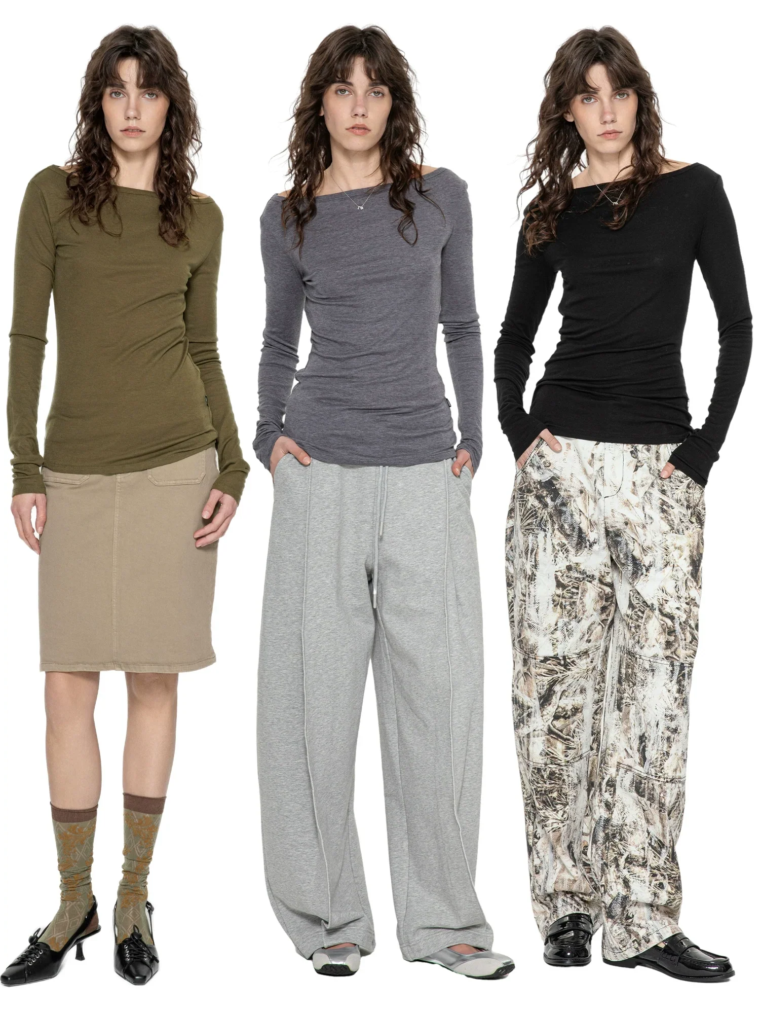 One-Shoulder Slim-Fit Long Sleeve Top