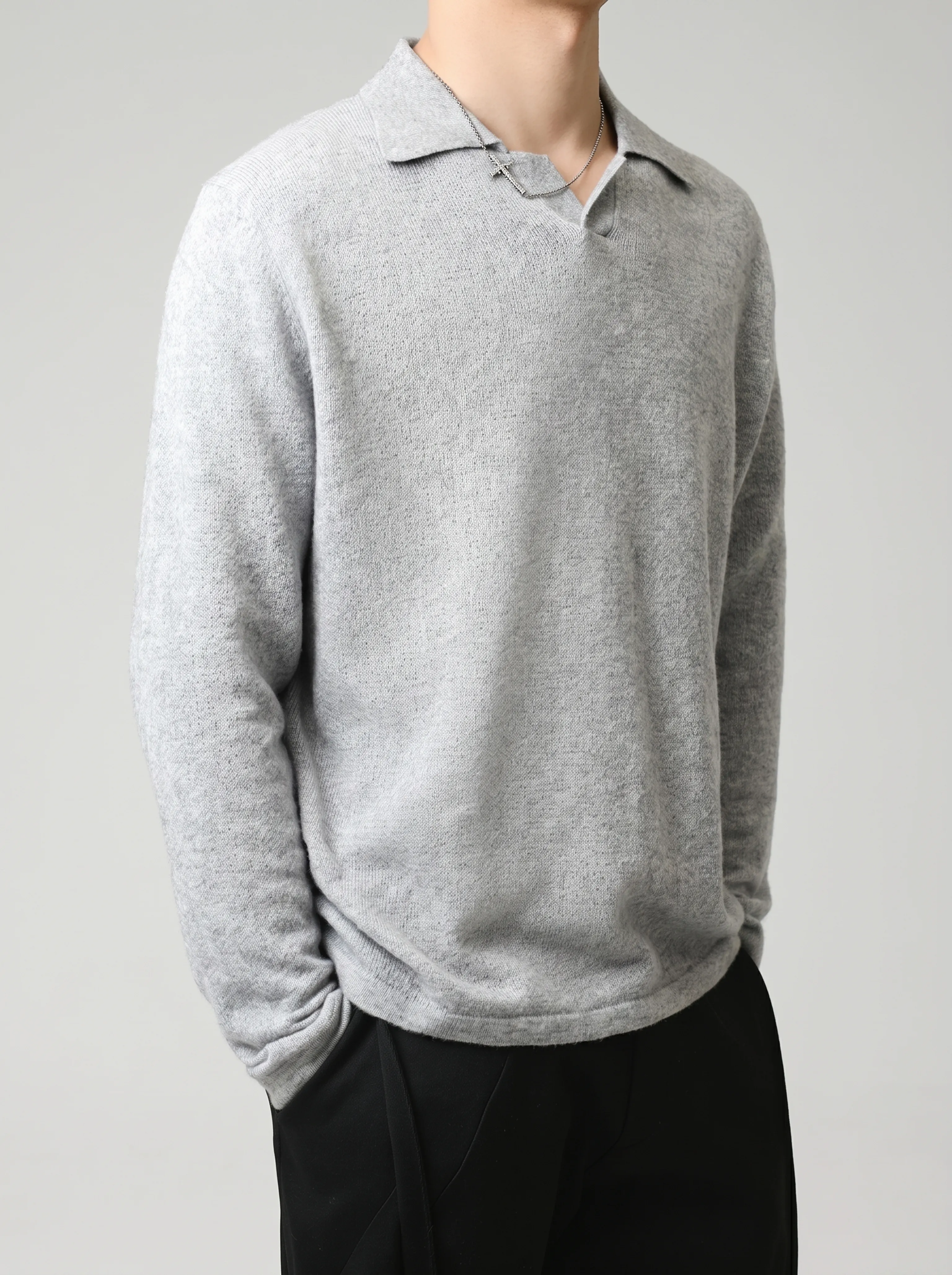 Open Collar Knit Polo - Image 6