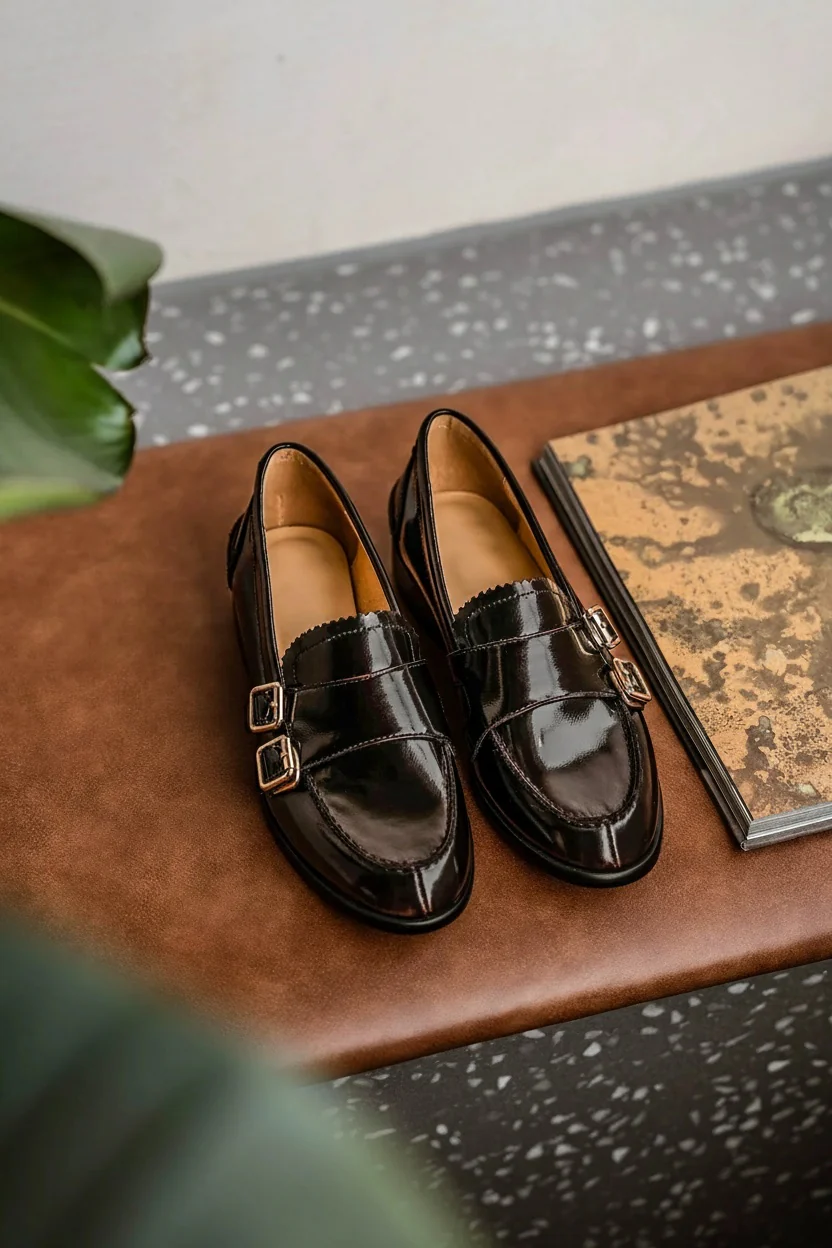 Open-Edge Beaded Cowhide Monk Loafers