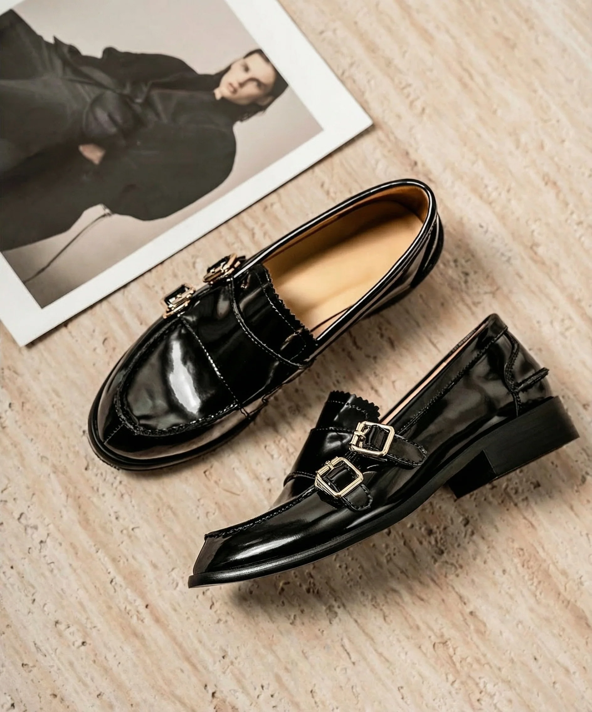 Open-Edge Beaded Cowhide Monk Loafers - Image 6