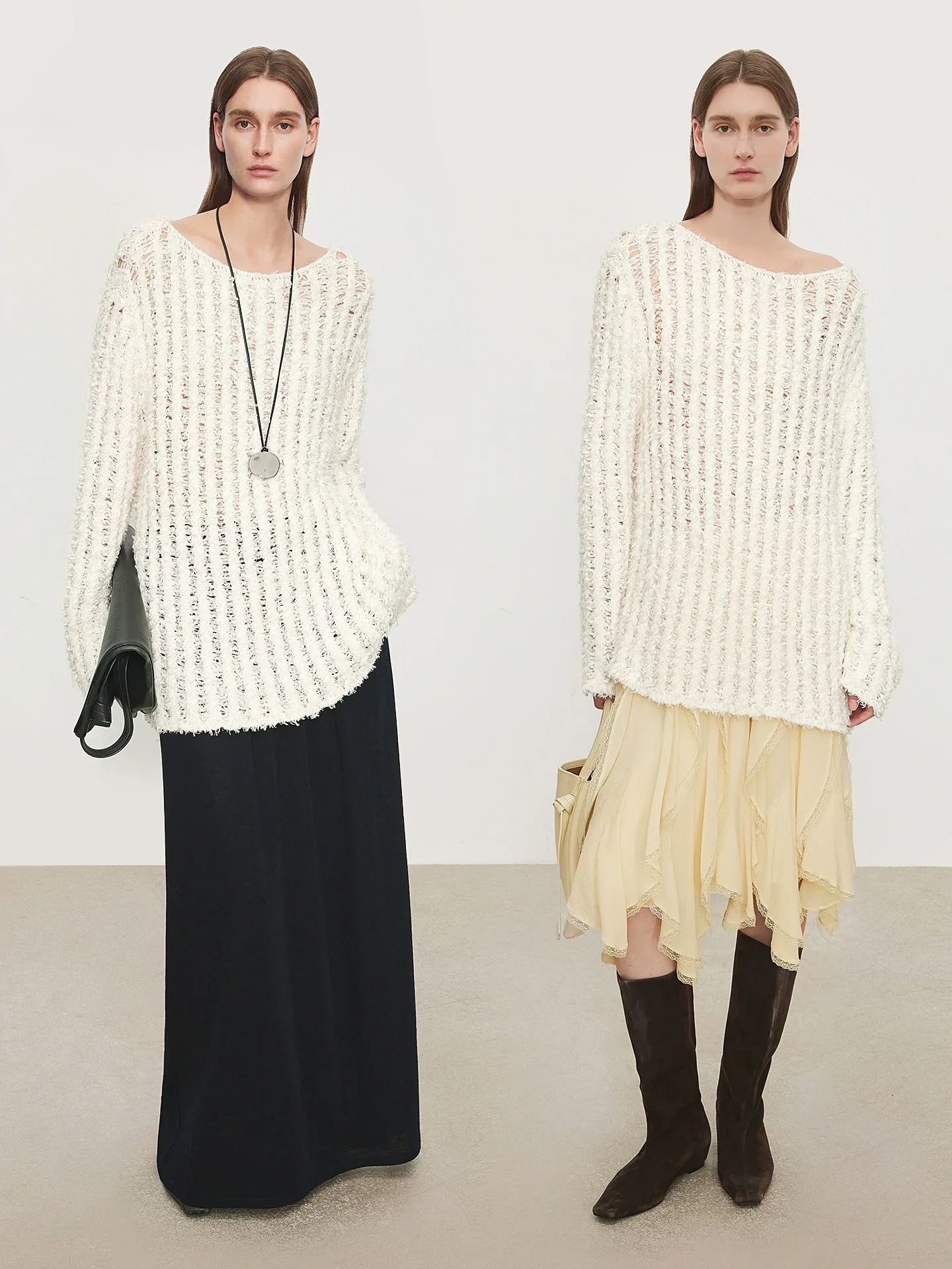 Open-Knit Boat-Neck Sweater - Image 4