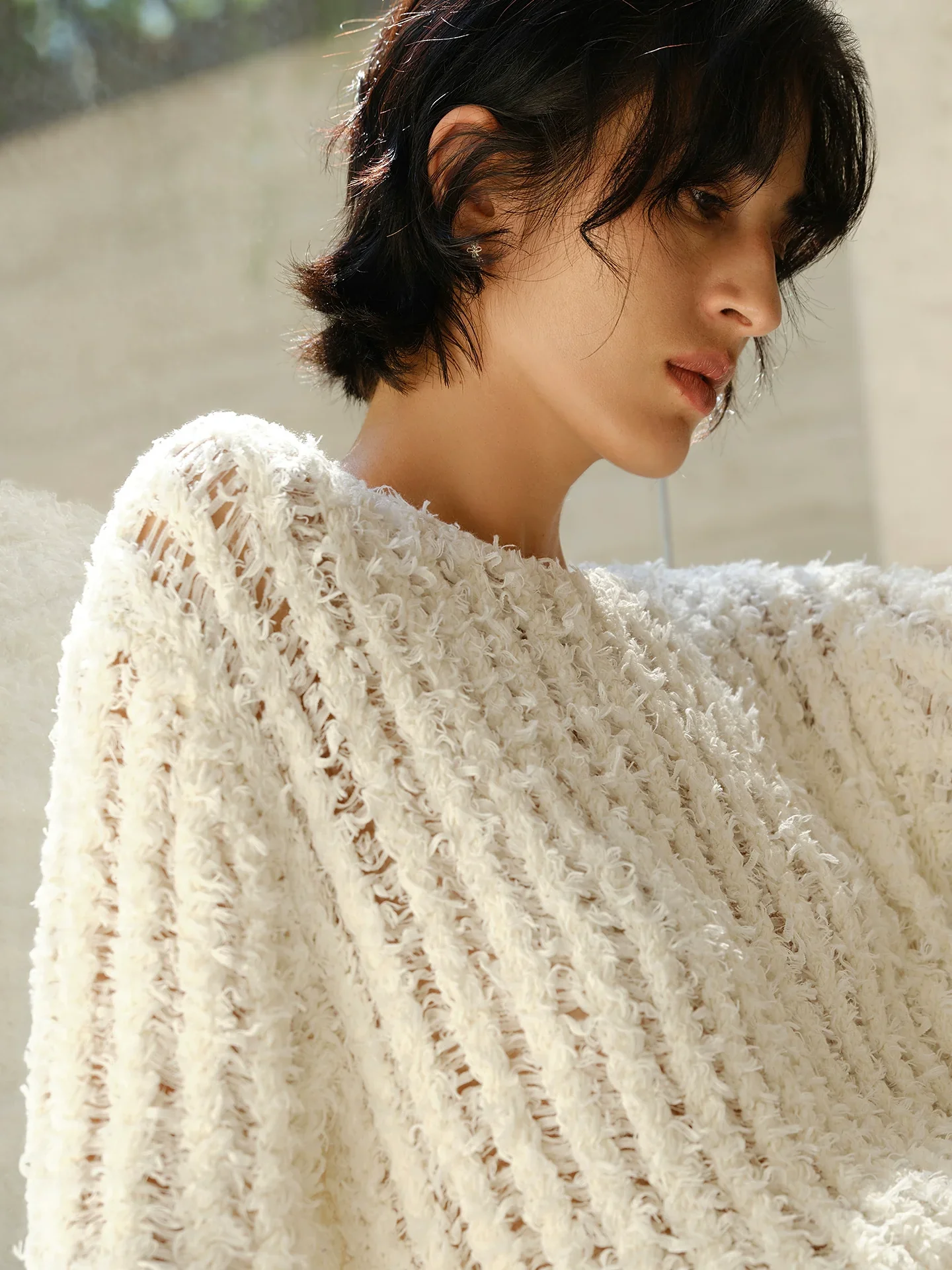 Open-Knit Boat-Neck Sweater - Image 5