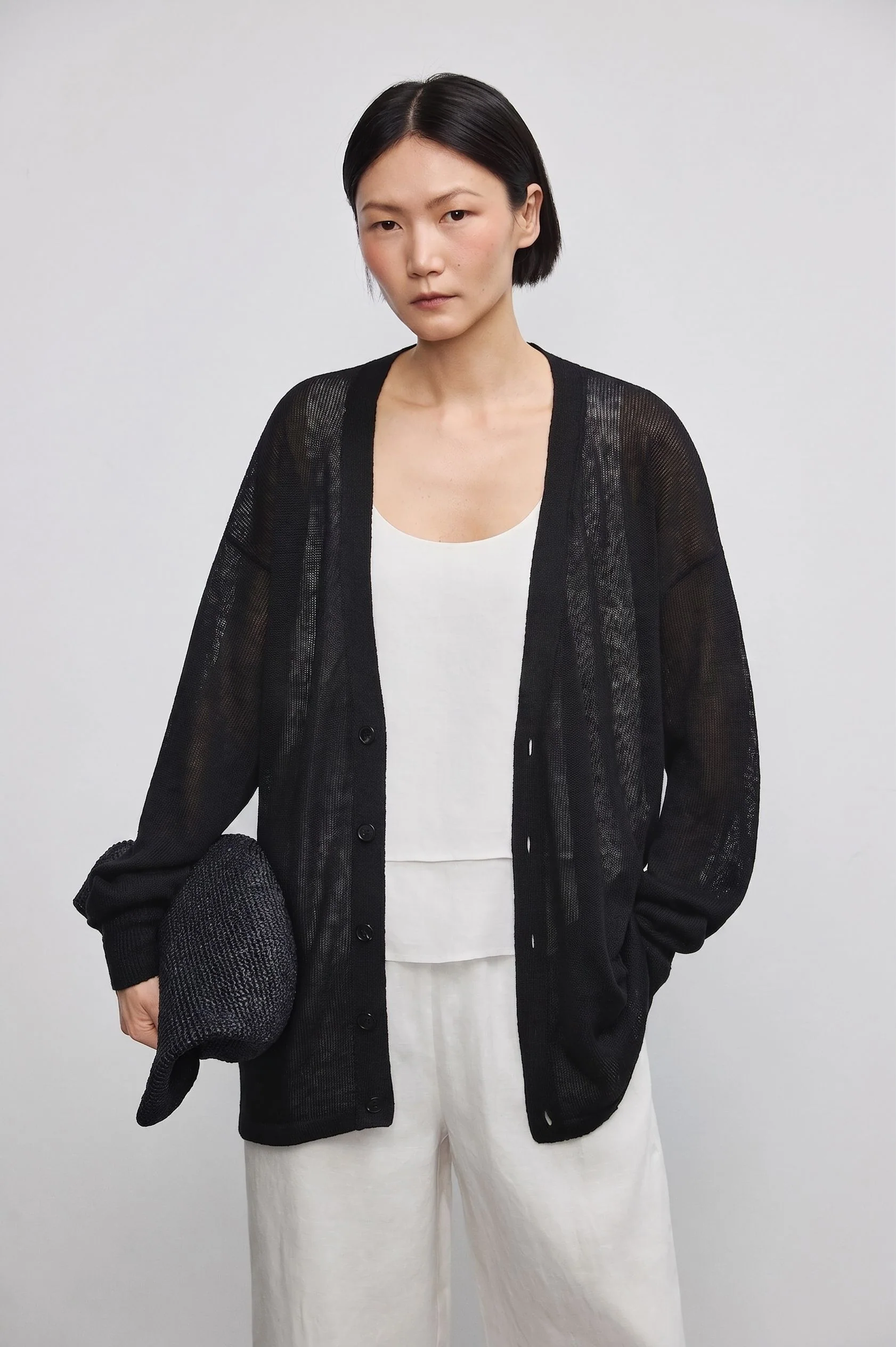 Open-Knit Linen Cardigan