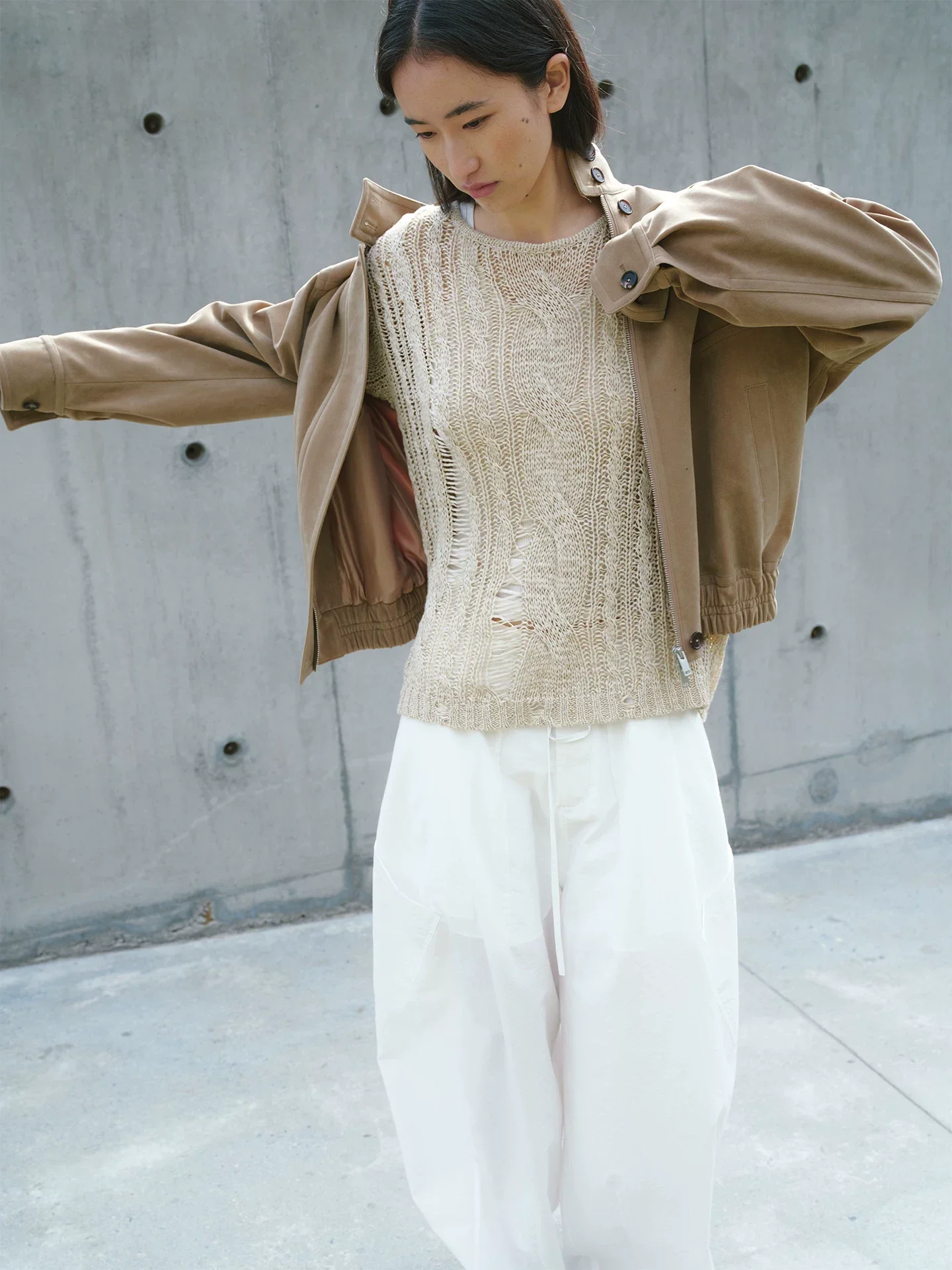 Open-Knit Tie Sweater - Image 2