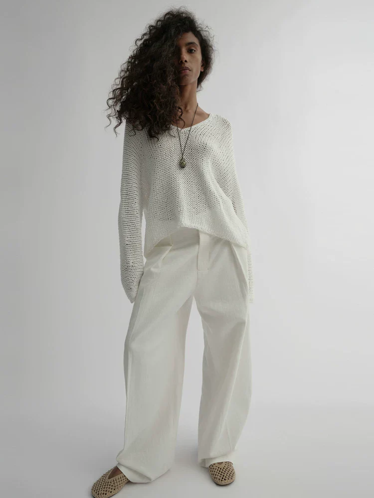 Open-Knit V Sweater